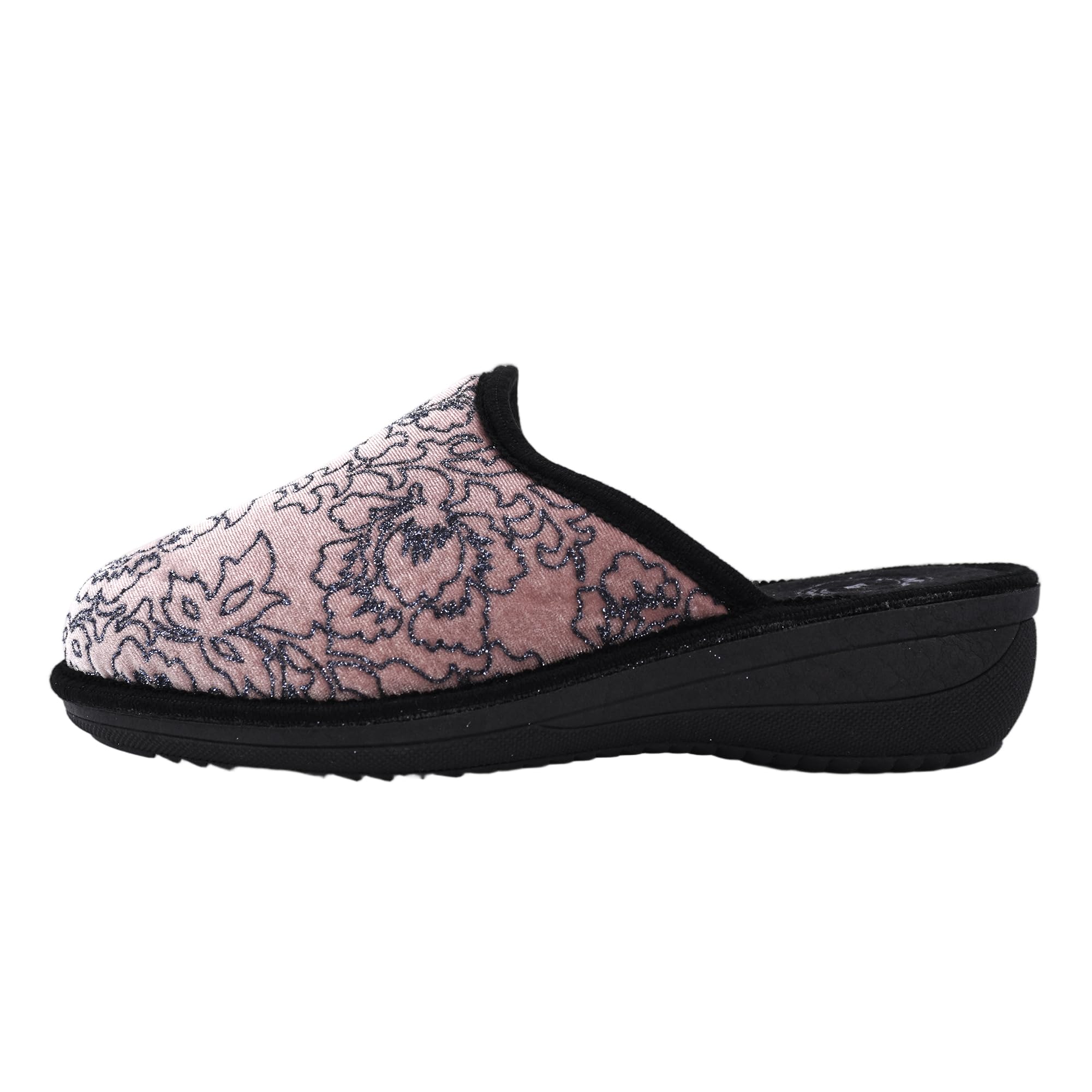 JOMIX Hausschuhe Damen Pantoletten mit Absatz Winter Bequeme Bedruckte Pantoffeln Made in Italy