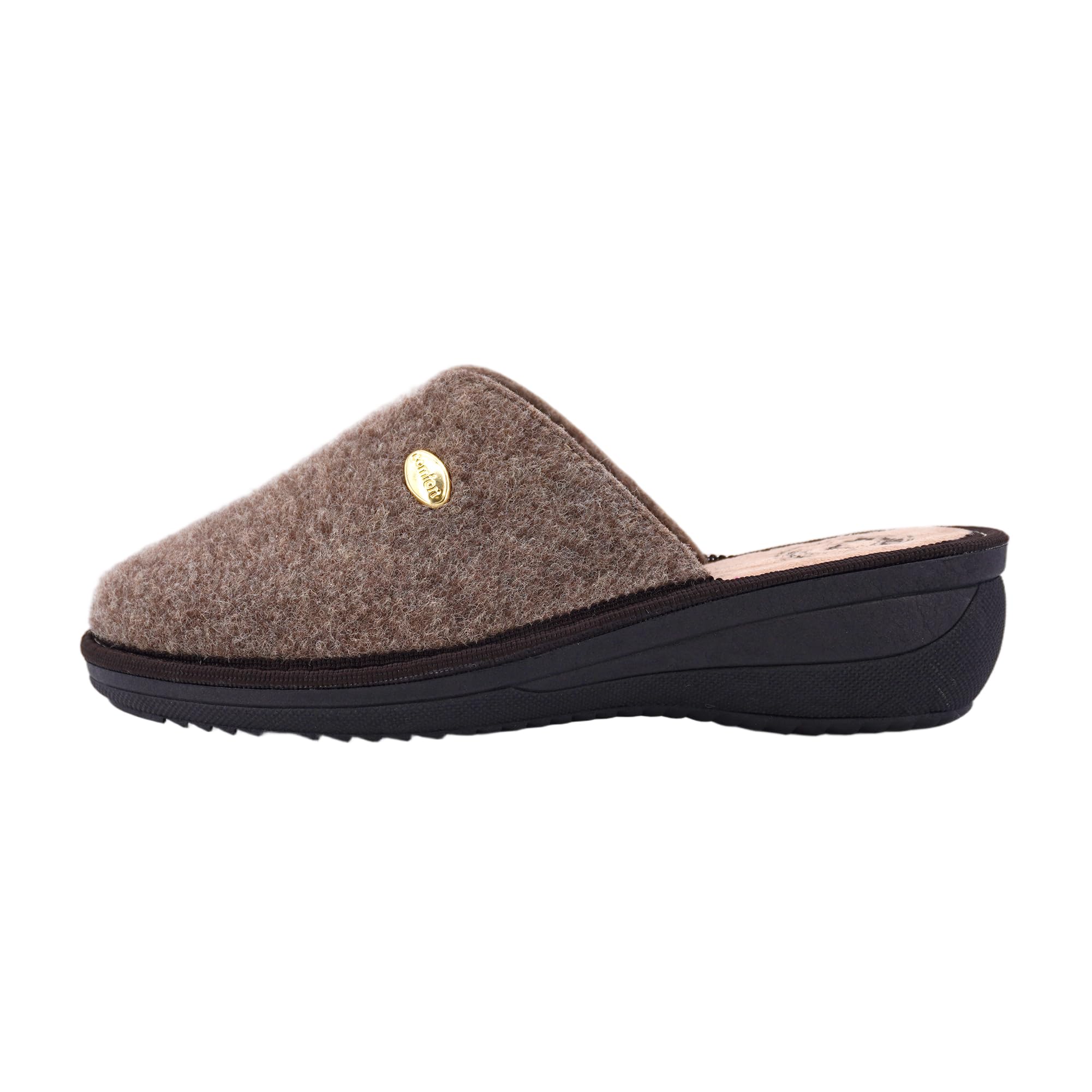 JOMIX Hausschuhe Damen Pantoletten mit Absatz Winter Bequeme Filzpantoffeln Warme Clogs Made in Italy