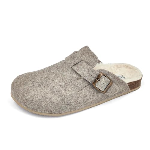 JOMIX Hausschuhe Damen Pantoletten Winter Bequeme Gefüttert Filzpantoffeln Made in Spanien