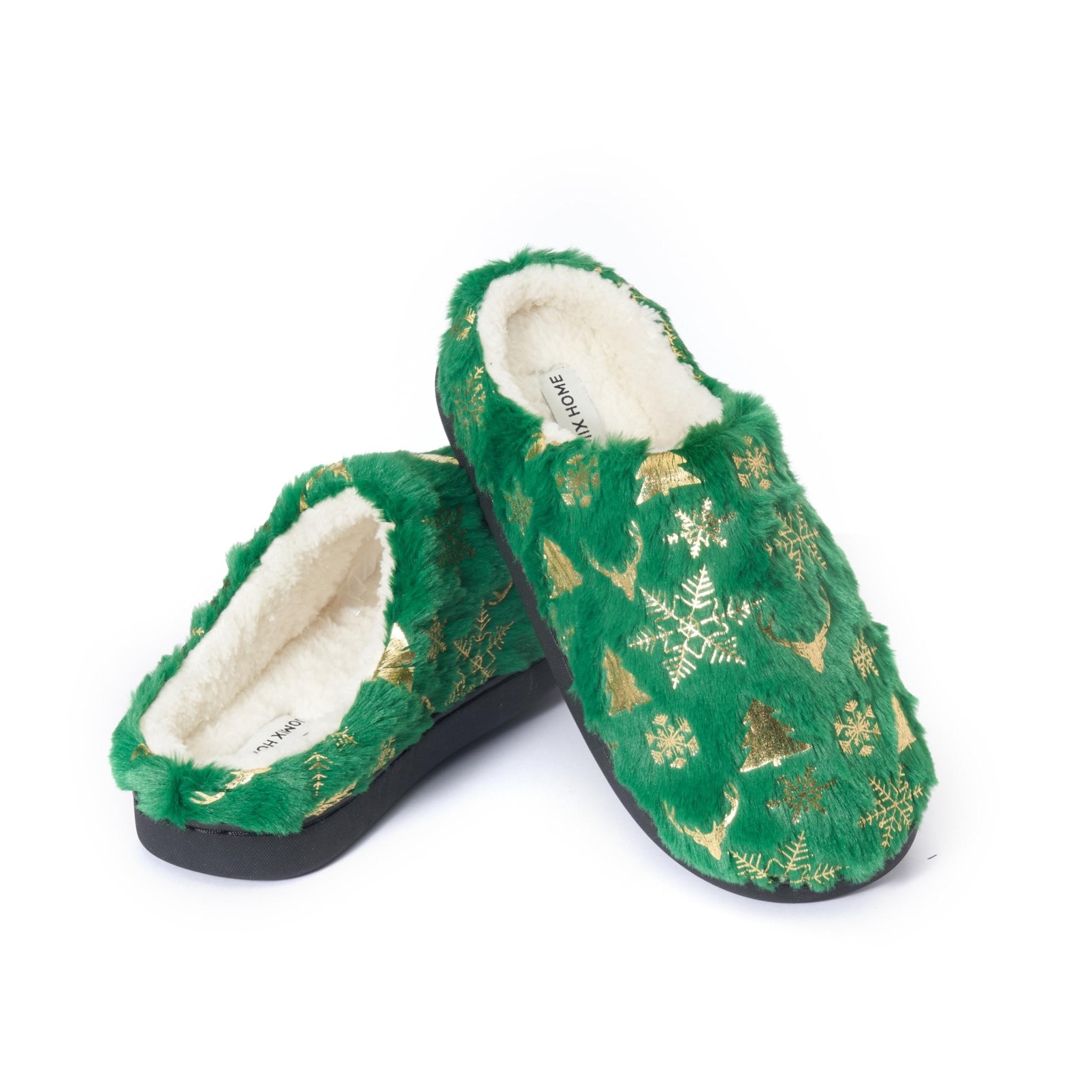 JOMIX Hausschuhe Damen Weihnachten Winter Pantoffeln Warme Gefütterte Plüsch Pantoletten mit Fußbett Rutschfeste Slippers