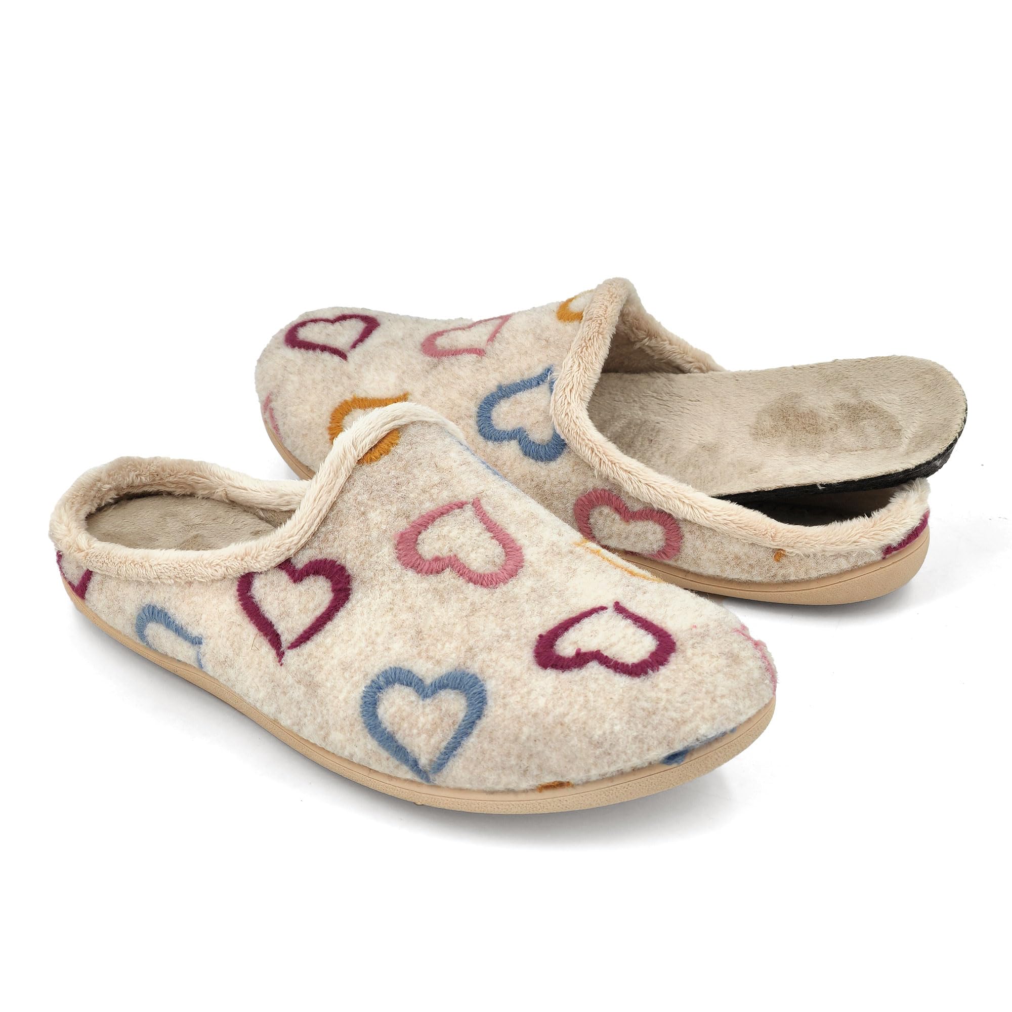 JOMIX Hausschuhe Damen Winter Gefütterte Pantoffeln Warme Plüsch Slippers Rutschfeste Puschen mit Fußbett