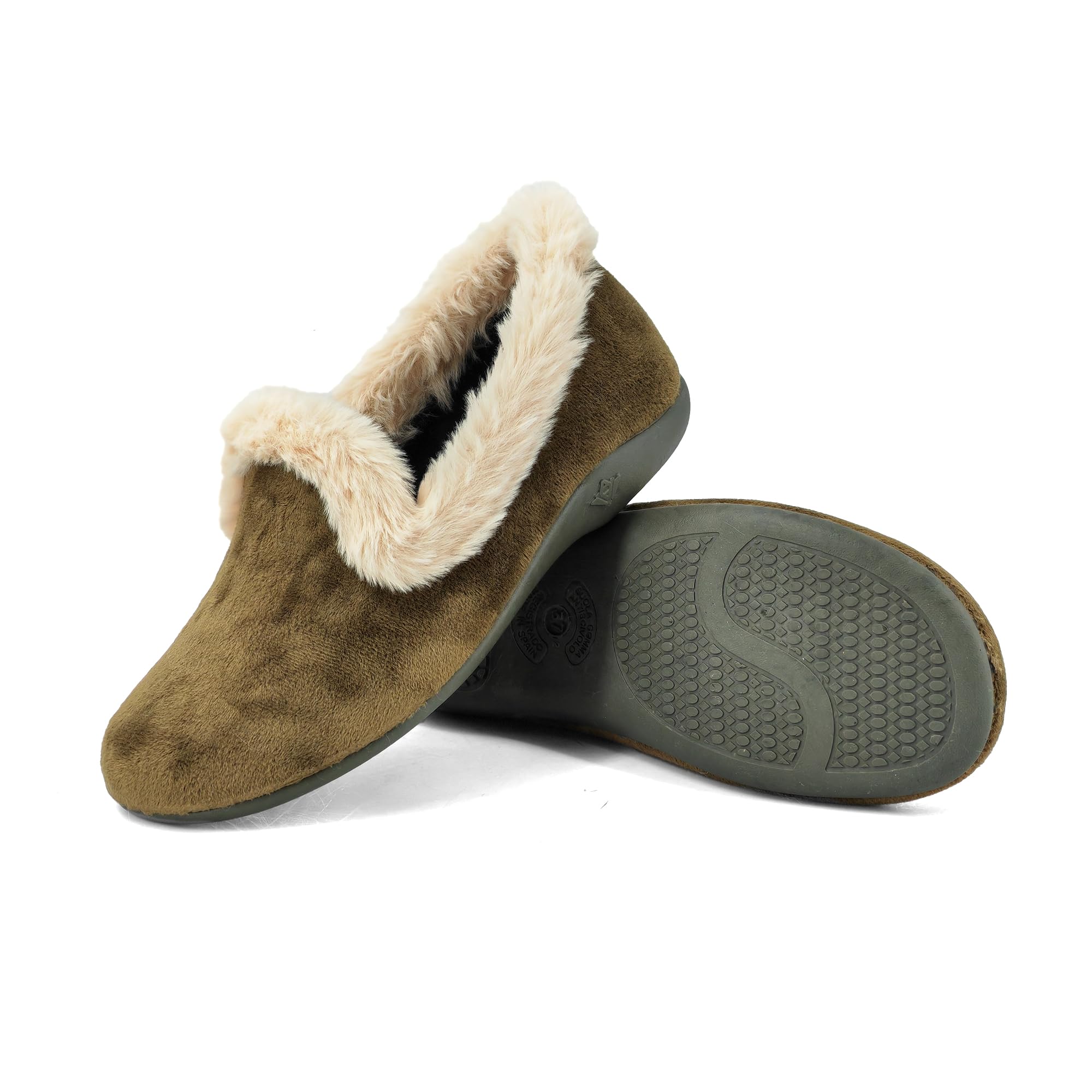 JOMIX Hausschuhe Damen Winter Pantoletten Bequeme Gefüttert Mokassins Warme Flauschig Plüsch Lammfell Puschen Made in Spanien