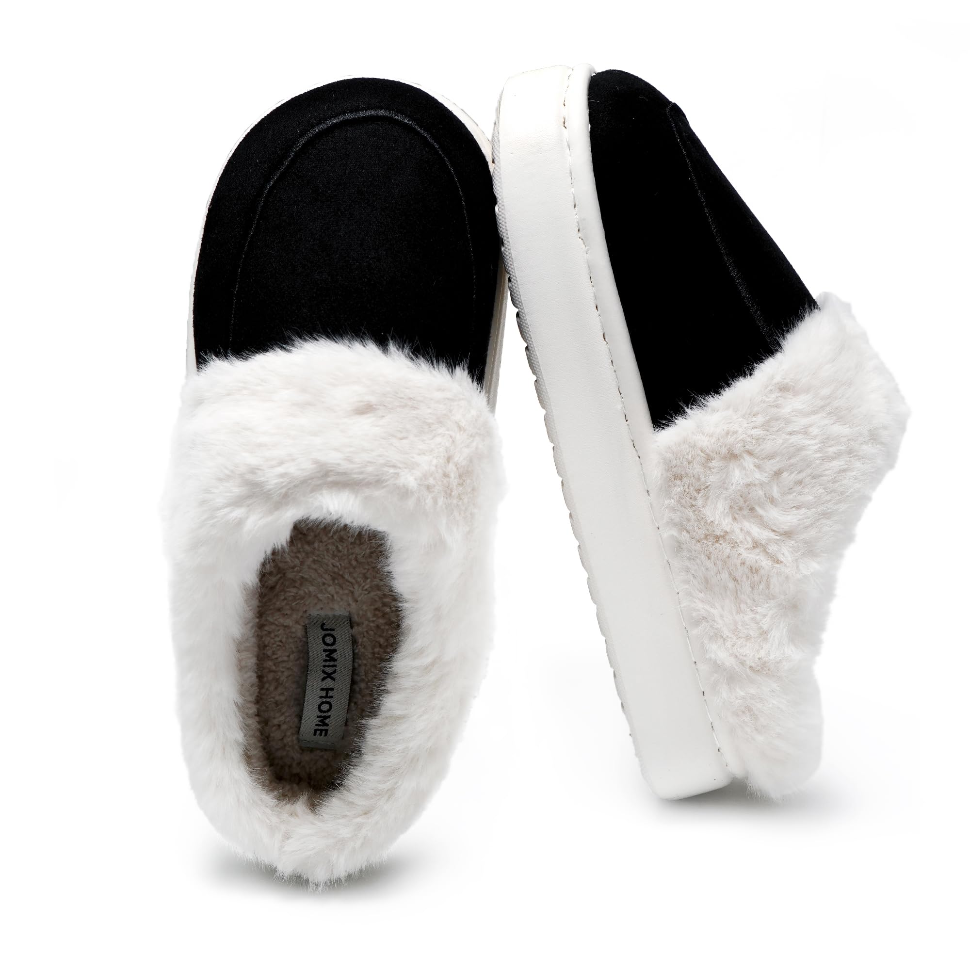 JOMIX Hausschuhe Damen Winter Plateau Pantoletten Pantoffeln Plüsch Latschen Bequeme Kork Fußbett Outdoor Slippers