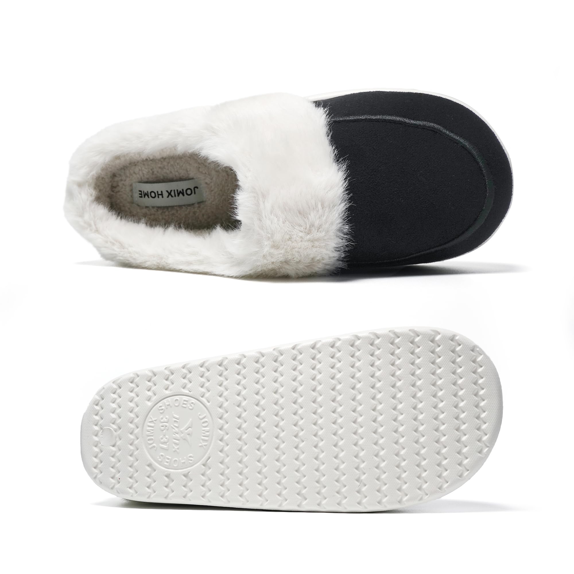 JOMIX Hausschuhe Damen Winter Plateau Pantoletten Pantoffeln Plüsch Latschen Bequeme Kork Fußbett Outdoor Slippers