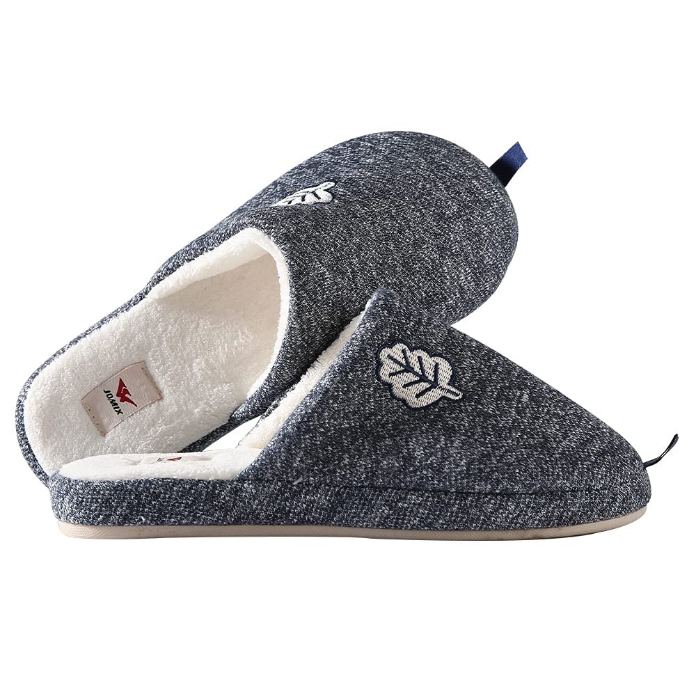 JOMIX Hausschuhe Damen Winter Warm Gefüttert Rutschfest Geschlossene Zehen Leicht Leise Pantoffeln Mit Plüschfutter Gummisohle in Velours Optik Mule Sabot für Zuhause