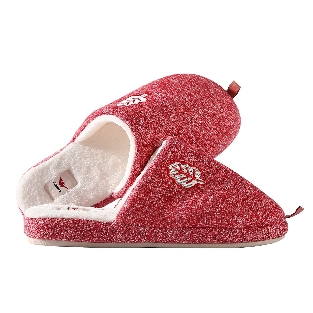 JOMIX Hausschuhe Damen Winter Warm Gefüttert Rutschfest Geschlossene Zehen Leicht Leise Pantoffeln Mit Plüschfutter Gummisohle in Velours Optik Mule Sabot für Zuhause