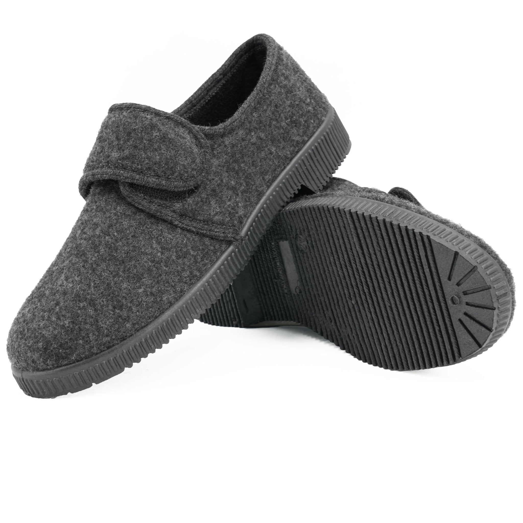 JOMIX Hausschuhe Herren Winter Warme Flizpantoffeln mit Klettverschluss Gefütterte Slippers Plüsch Rutschfeste Orthopädische Schuhe mit Fußbett