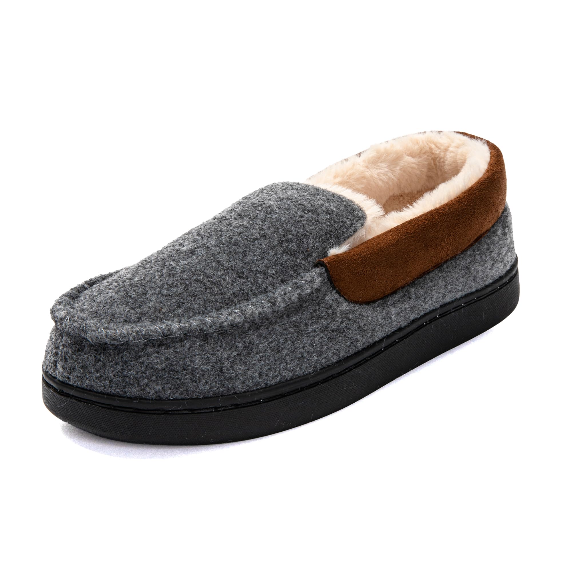 JOMIX Mokassin Hausschuhe Herren Winter Warme Filz Pantoffeln Plüsch Gefütterte Geschlossene Slippers Indoor