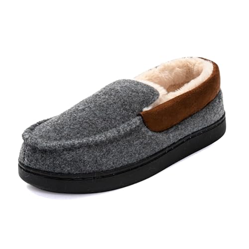 JOMIX Mokassin Hausschuhe Herren Winter Warme Filz Pantoffeln Plüsch Gefütterte Geschlossene Slippers Indoor