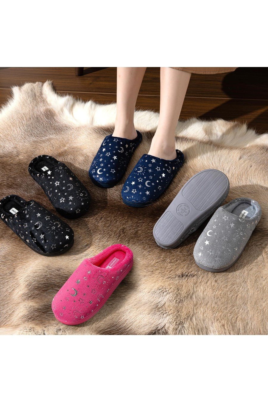 JOMIX Pantofole Donna Invernali Calde Ciabatte Pelose da Casa Scarpe Slip On Morbide Comode X017