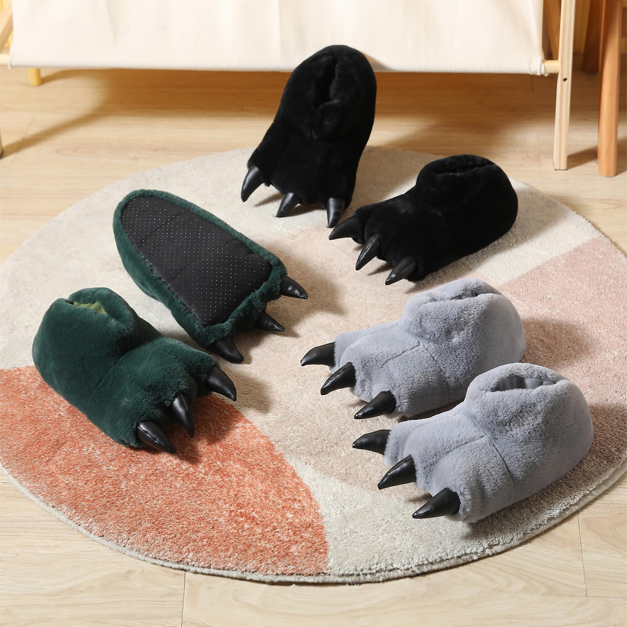 JOMIX Pantofole Donna Invernali Ciabatte Divertente Caldo da Casa Peuche Dinosauro Drago Zampe Pelose Comode Simpatiche