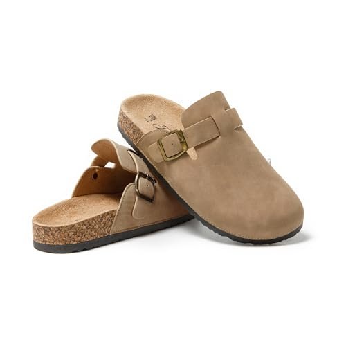 JOMIX Pantoletten Damen Geschlossen Hausschuhe mit Kork Fußbett Rutschfeste Gartenschuhe Clogs