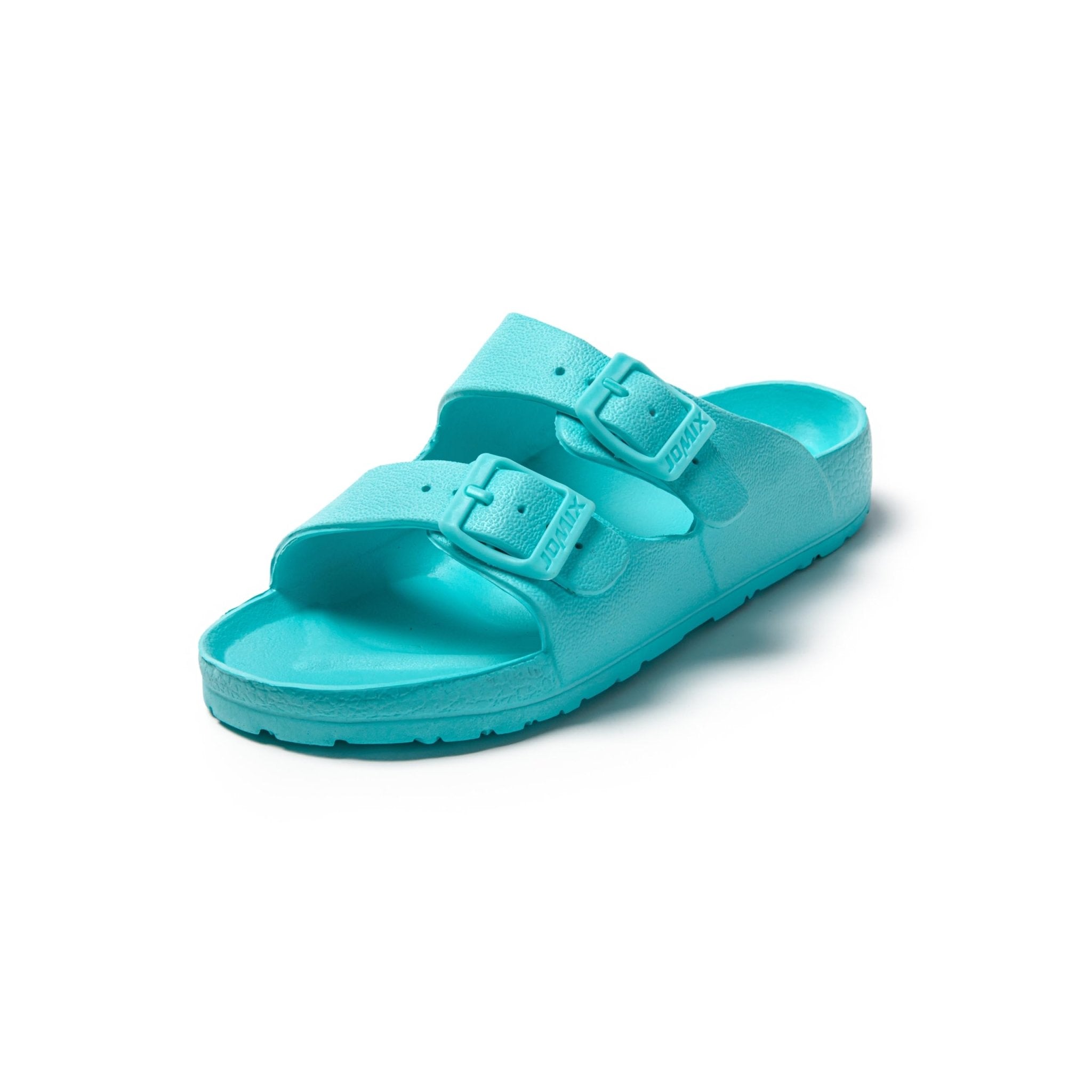 JOMIX Pantoletten Damen Sommer Badeschuhe mit Fussbett Flache Bunte Rutschfest Badelatschen Meer Pool Strand Schwimmen Schnalle Schlappen