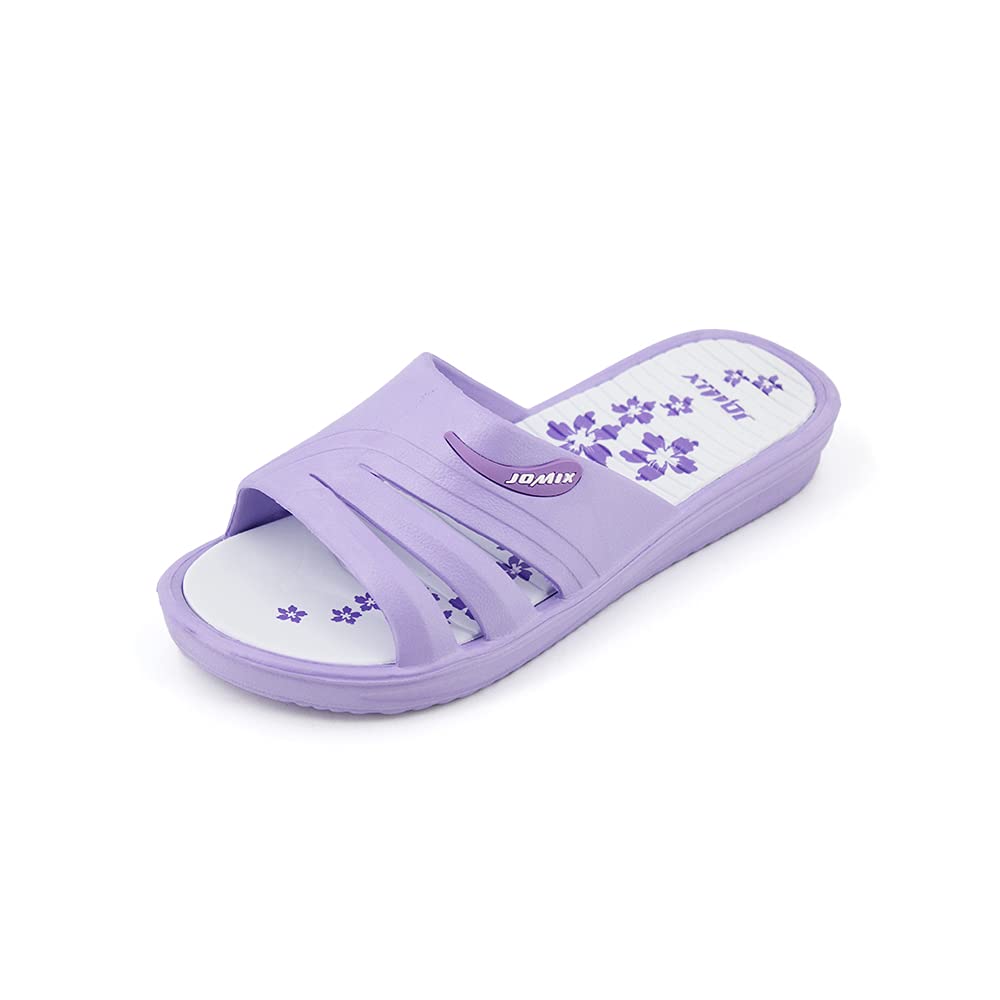JOMIX Pantoletten Damen Sommer Bunte Badeschuhe mit Fussbett Flache Rutschfest Badelatschen Meer Pool Strand Schwimmen Schnalle Schlappen