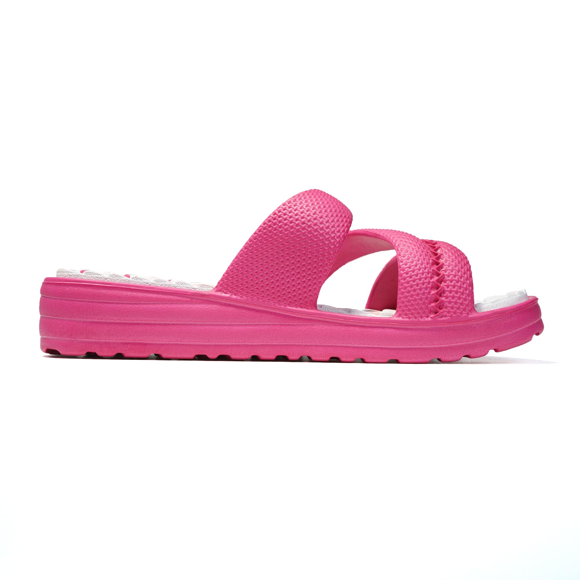JOMIX Pantoletten Damen Sommer Bunte Badeschuhe mit Fussbett Flache Rutschfest Badelatschen Meer Pool Strand Schwimmen Schnalle Schlappen