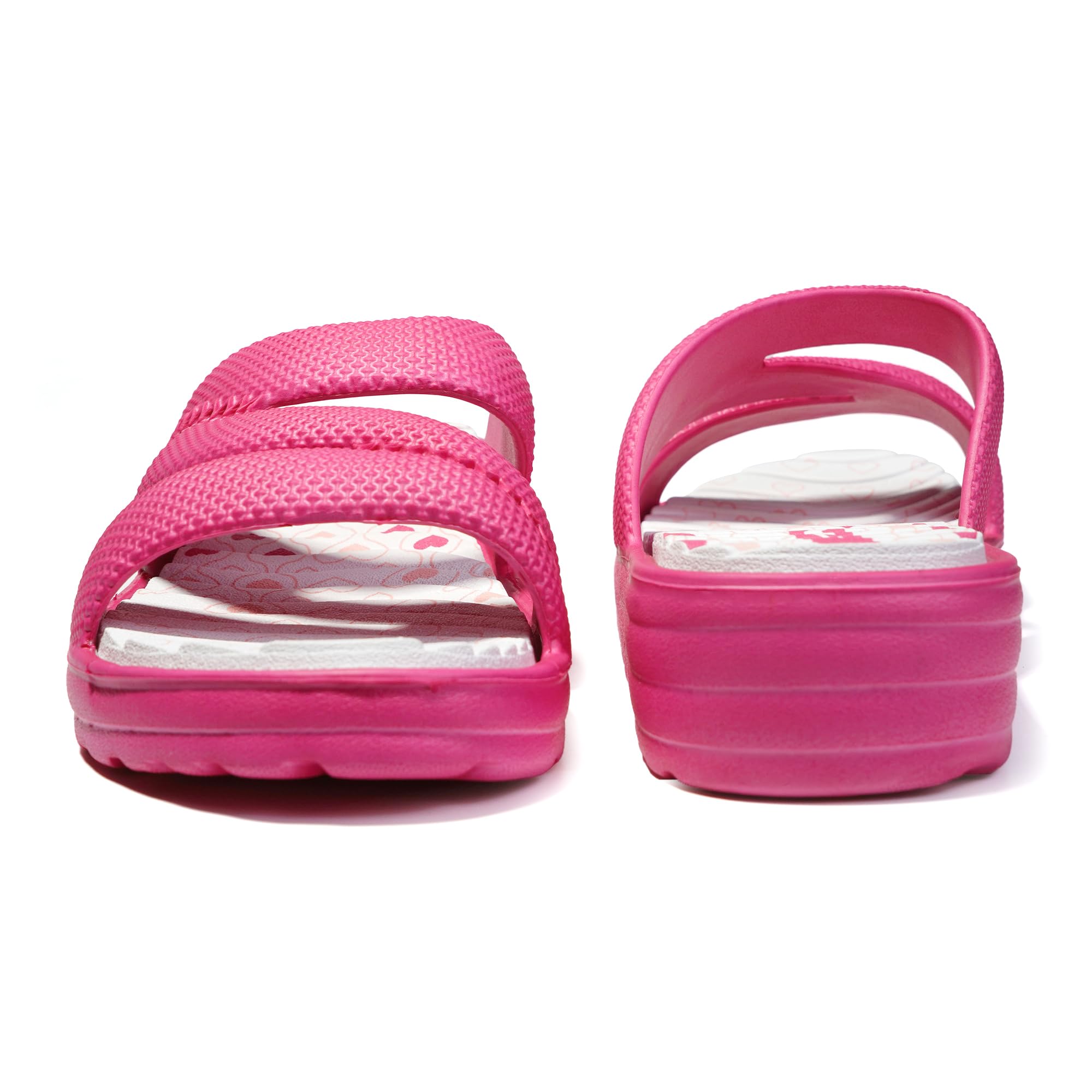 JOMIX Pantoletten Damen Sommer Bunte Badeschuhe mit Fussbett Flache Rutschfest Badelatschen Meer Pool Strand Schwimmen Schnalle Schlappen