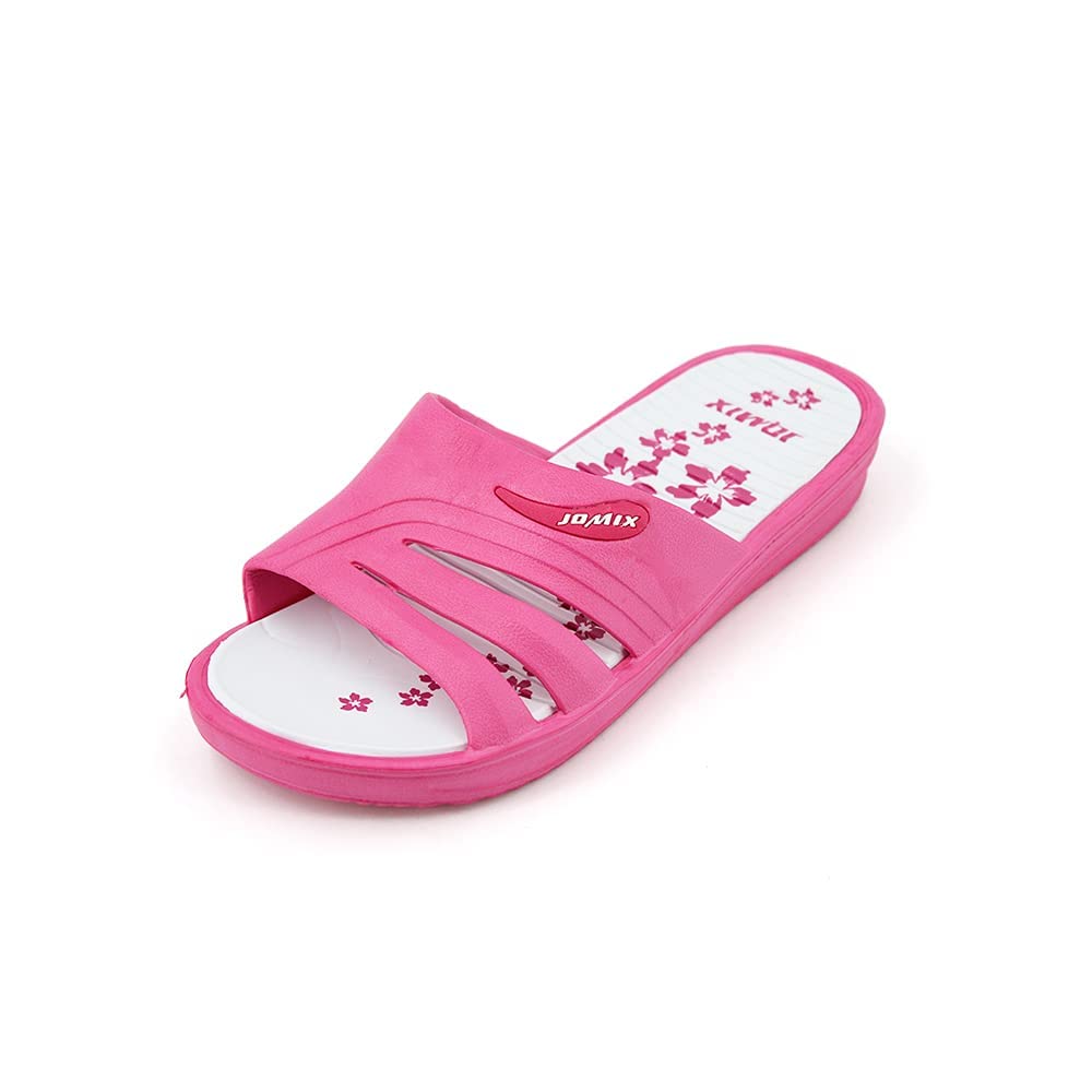 JOMIX Pantoletten Damen Sommer Bunte Badeschuhe mit Fussbett Flache Rutschfest Badelatschen Meer Pool Strand Schwimmen Schnalle Schlappen