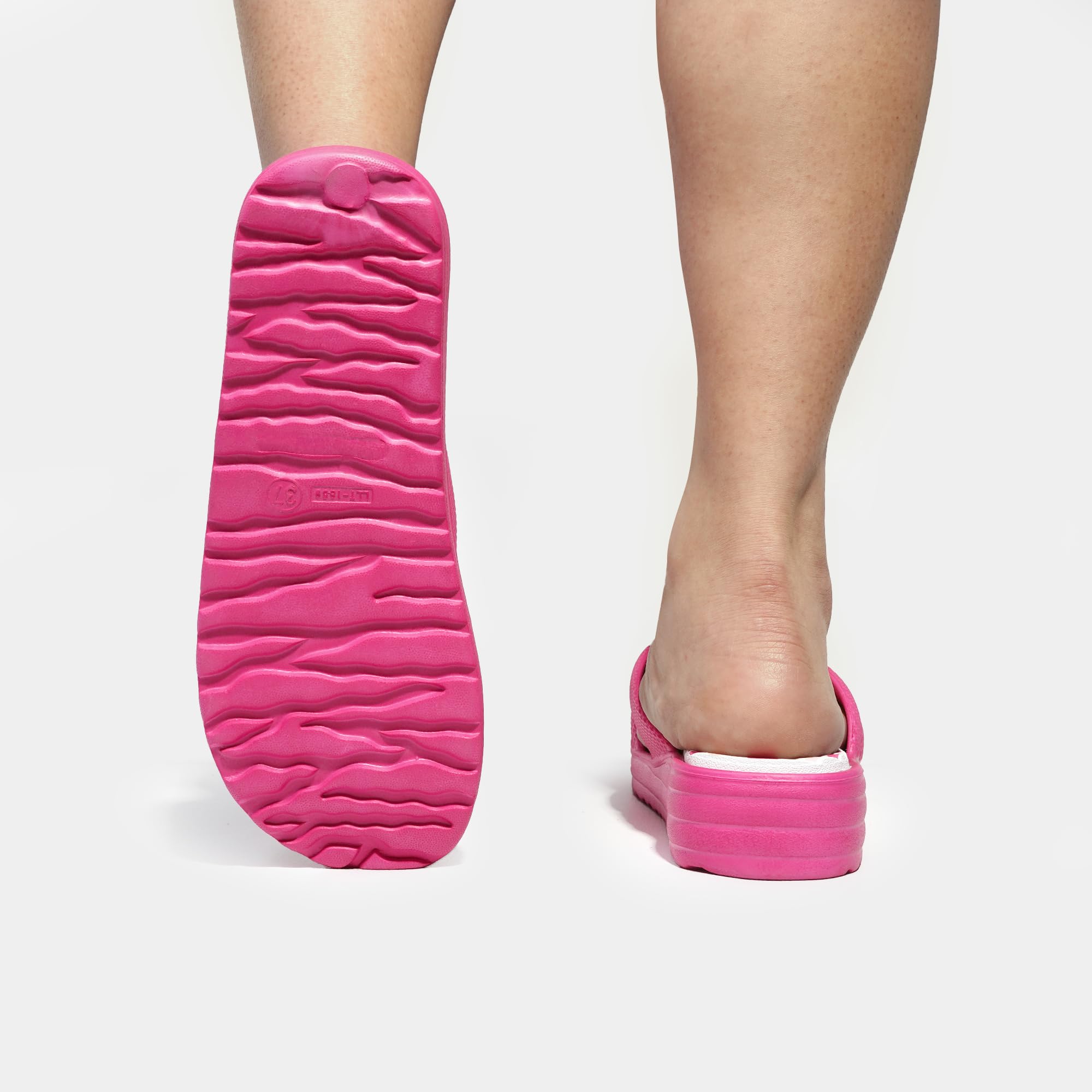 JOMIX Pantoletten Damen Sommer Bunte Badeschuhe mit Fussbett Flache Rutschfest Badelatschen Meer Pool Strand Schwimmen Schnalle Schlappen