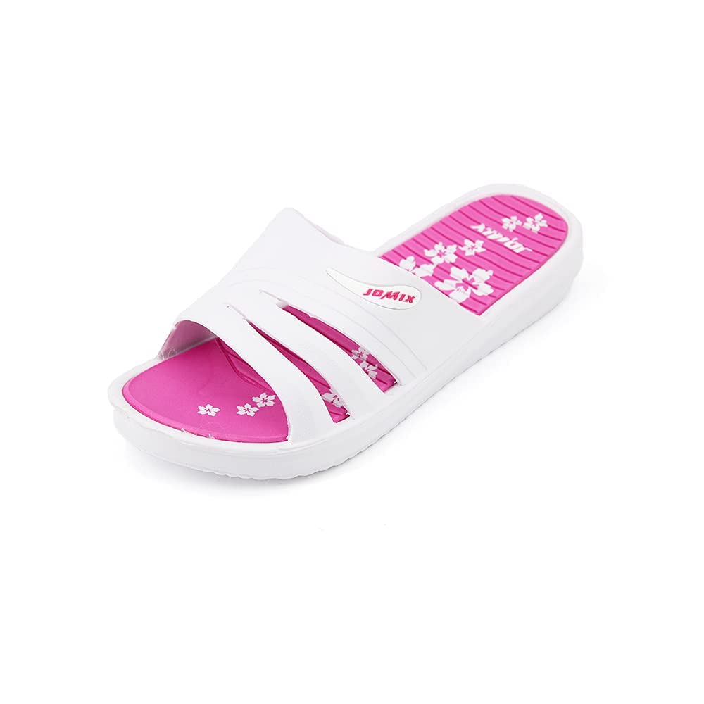 JOMIX Pantoletten Damen Sommer Bunte Badeschuhe mit Fussbett Flache Rutschfest Badelatschen Meer Pool Strand Schwimmen Schnalle Schlappen