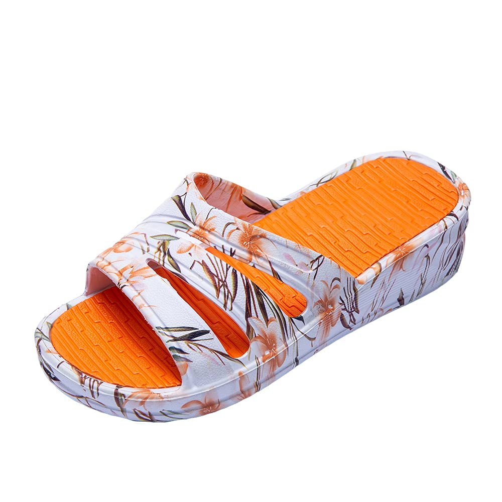 JOMIX Pantoletten Damen Sommer Bunte Badeschuhe mit Fussbett Flache Rutschfest Badelatschen Meer Pool Strand Schwimmen Schnalle Schlappen