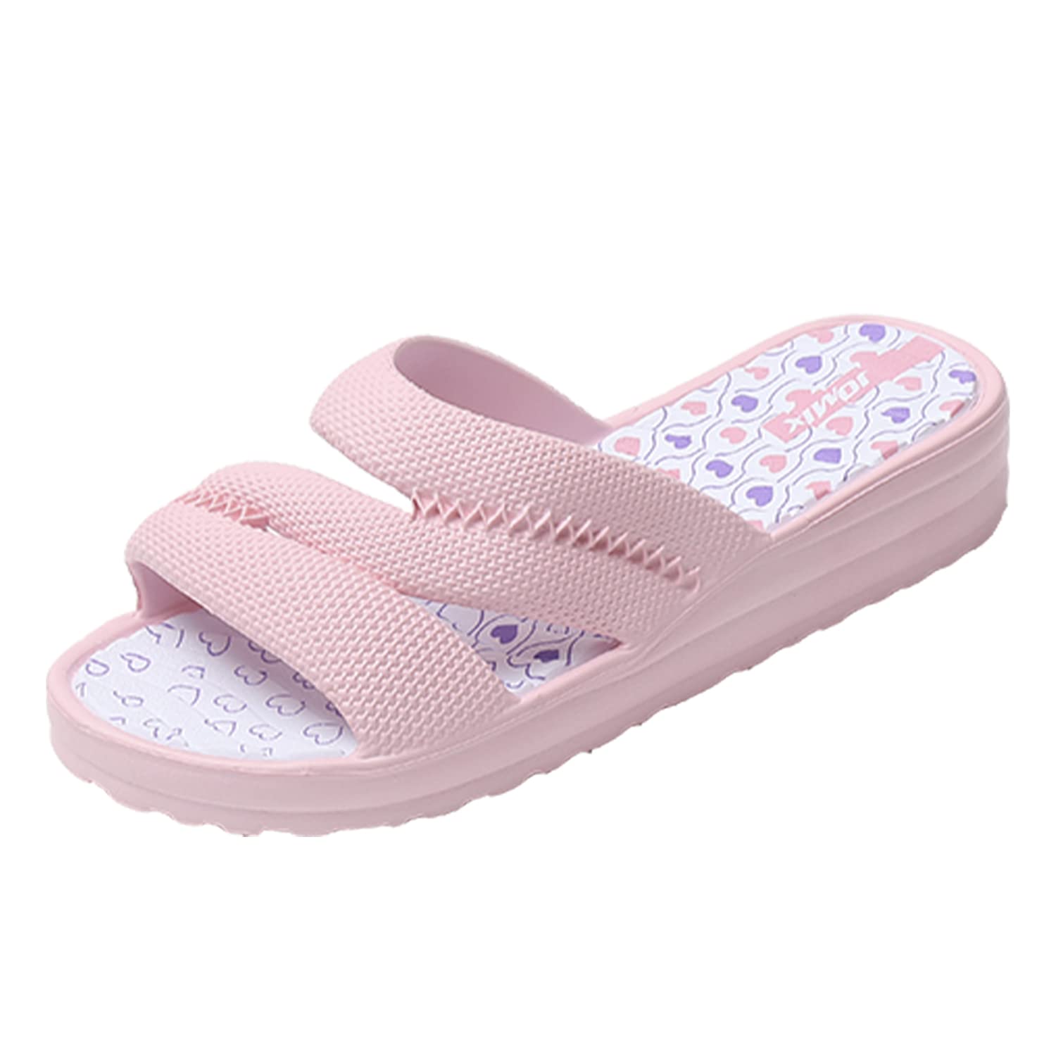 JOMIX Pantoletten Damen Sommer Bunte Badeschuhe mit Fussbett Flache Rutschfest Badelatschen Meer Pool Strand Schwimmen Schnalle Schlappen