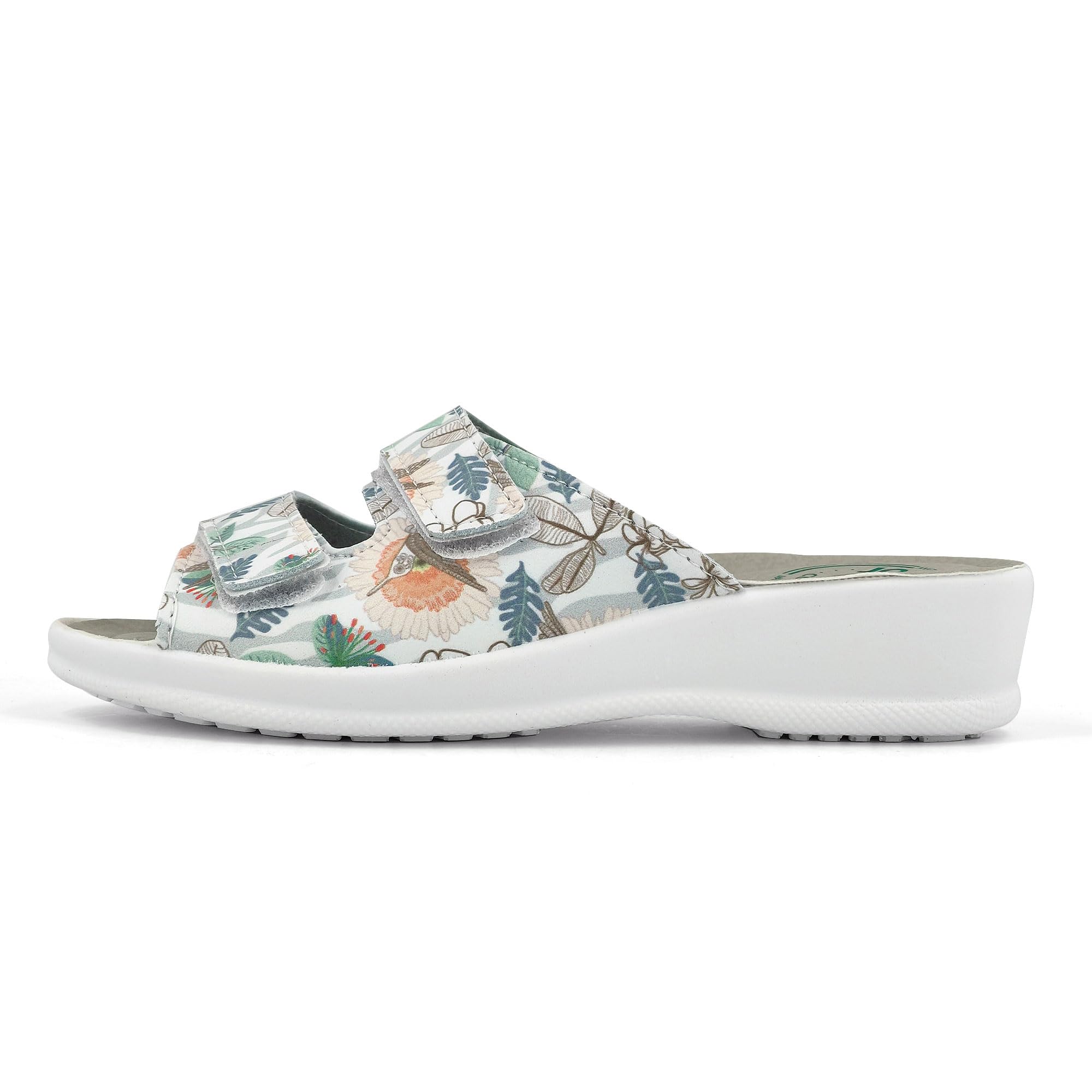 JOMIX Pantoletten Damen Sommer Klettverschluss Sandalen mit Keilabsatz Weiche Anatomische Gummi Medizinische Clogs Elegant Strand Pool Gartenschuhe