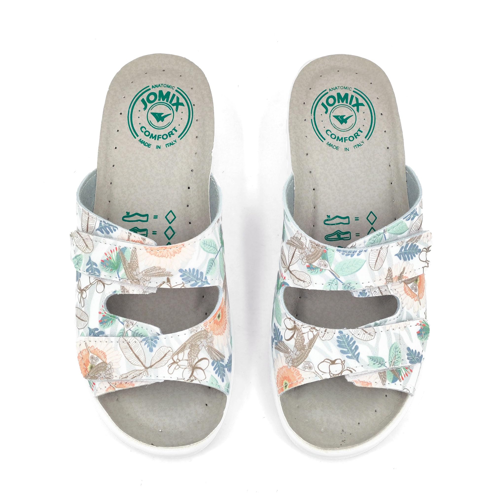 JOMIX Pantoletten Damen Sommer Klettverschluss Sandalen mit Keilabsatz Weiche Anatomische Gummi Medizinische Clogs Elegant Strand Pool Gartenschuhe