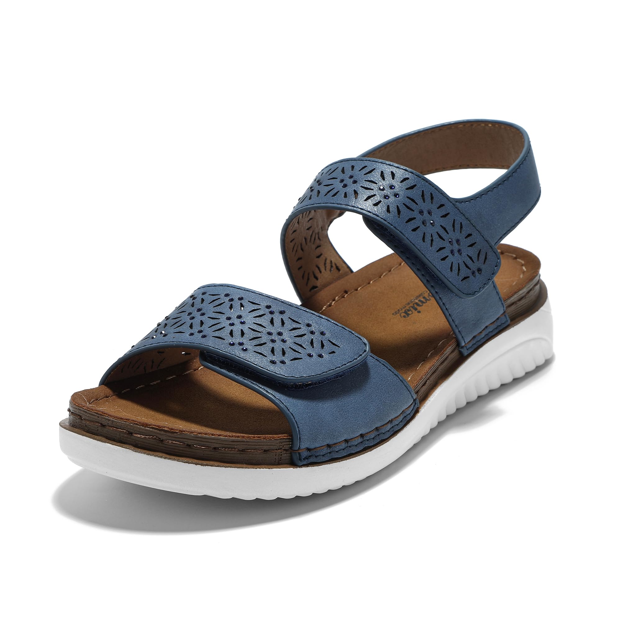 JOMIX Sandalen Damen Elegant Riemchen Sommerschuhe Flache Hausschuhe mit Verstellbaren Klettverschluss Bequem Niedrig Sommer Meer Pool Strand Strandsandalen