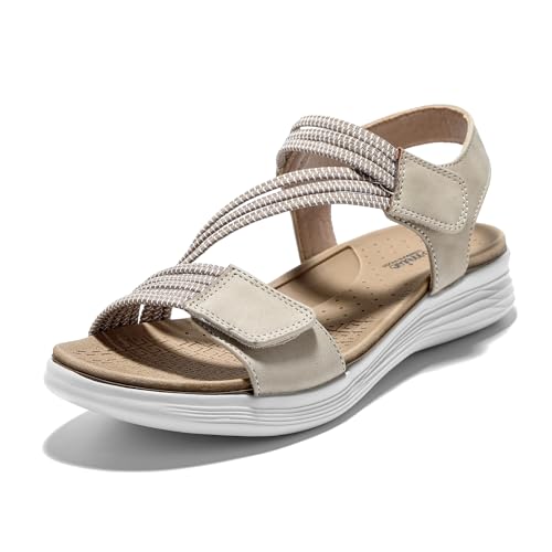 JOMIX Sandalen Damen mit Klettverschluss Sandals Bequem Strandschuhe Sommer Sandalette