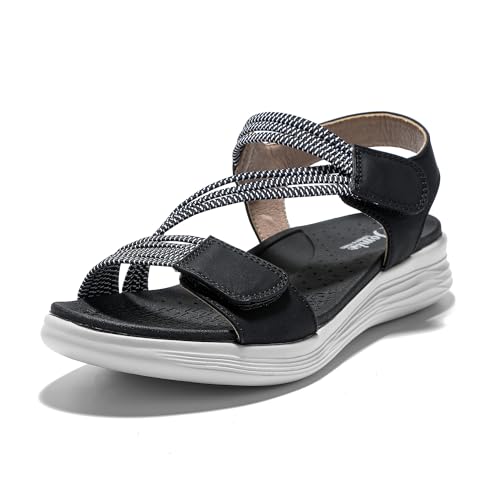 JOMIX Sandalen Damen mit Klettverschluss Sandals Bequem Strandschuhe Sommer Sandalette
