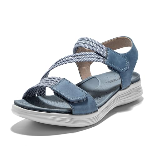 JOMIX Sandalen Damen mit Klettverschluss Sandals Bequem Strandschuhe Sommer Sandalette