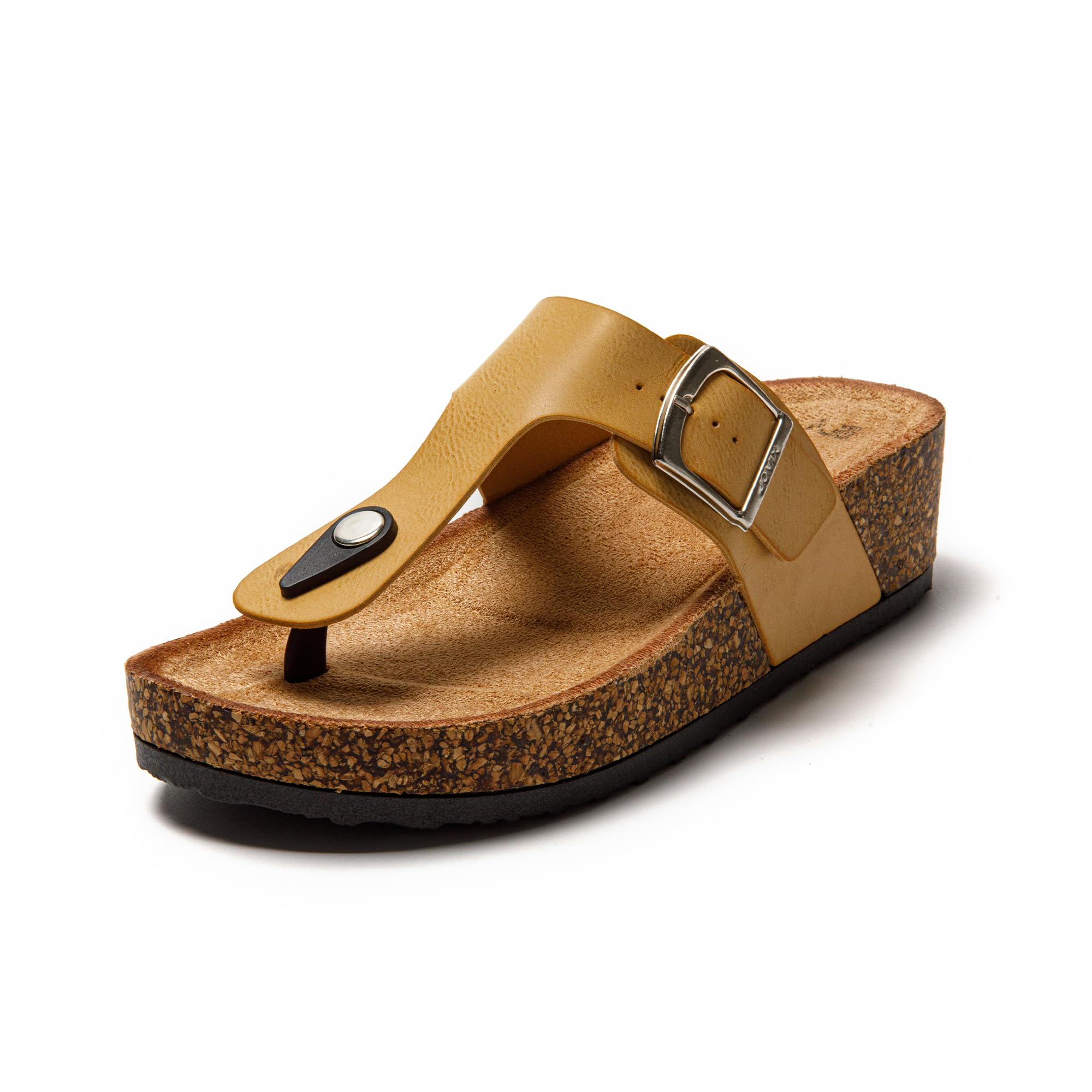 JOMIX Sandalen Damen Sommer Flip Flops Damen Elegant Keilabsatz Sandaletten Zehentrenner Kuntleder Weiche Kork Fußbett