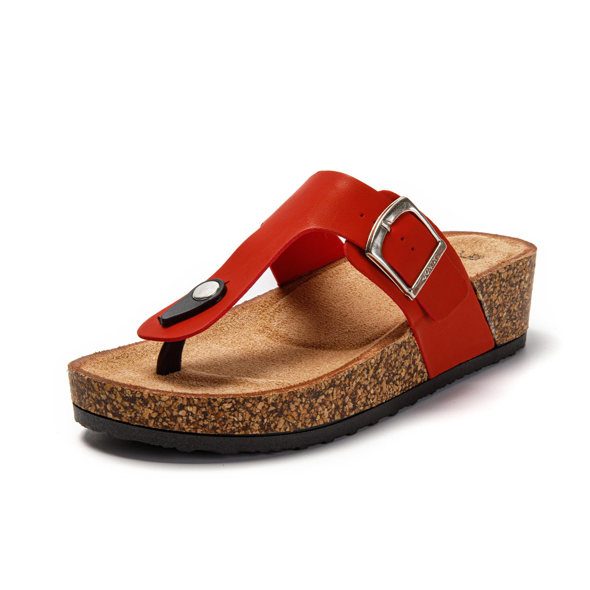 JOMIX Sandalen Damen Sommer Flip Flops Damen Elegant Keilabsatz Sandaletten Zehentrenner Kuntleder Weiche Kork Fußbett