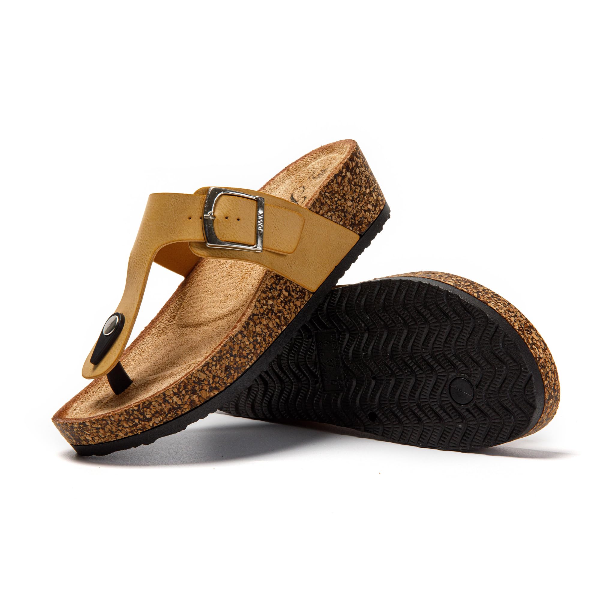 JOMIX Sandalen Damen Sommer Flip Flops Damen Elegant Keilabsatz Sandaletten Zehentrenner Kuntleder Weiche Kork Fußbett