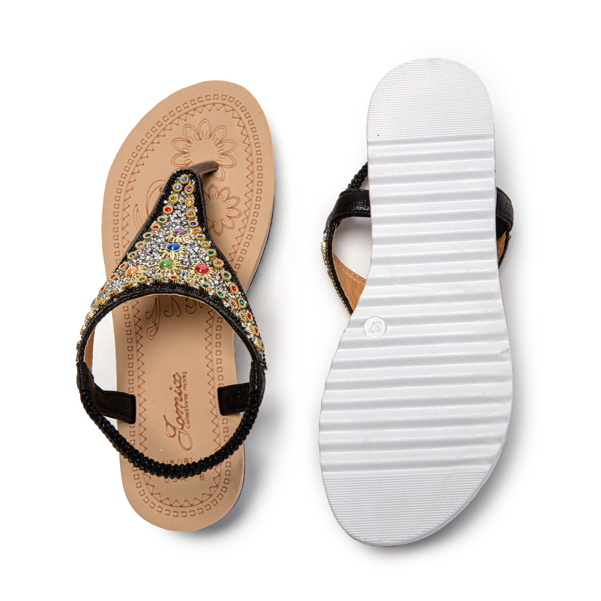 JOMIX Sandali Donna Estive Comode infradito da Spiaggia con Strass SD9019