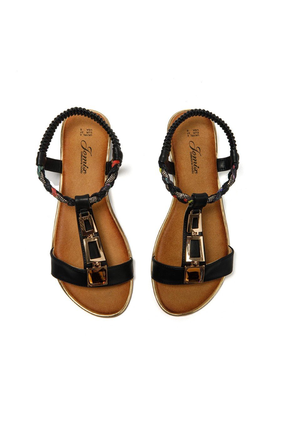 JOMIX Sandali Donna Estive Eleganti Sandali Bassi Comodi con Strass SD9433 SD9434