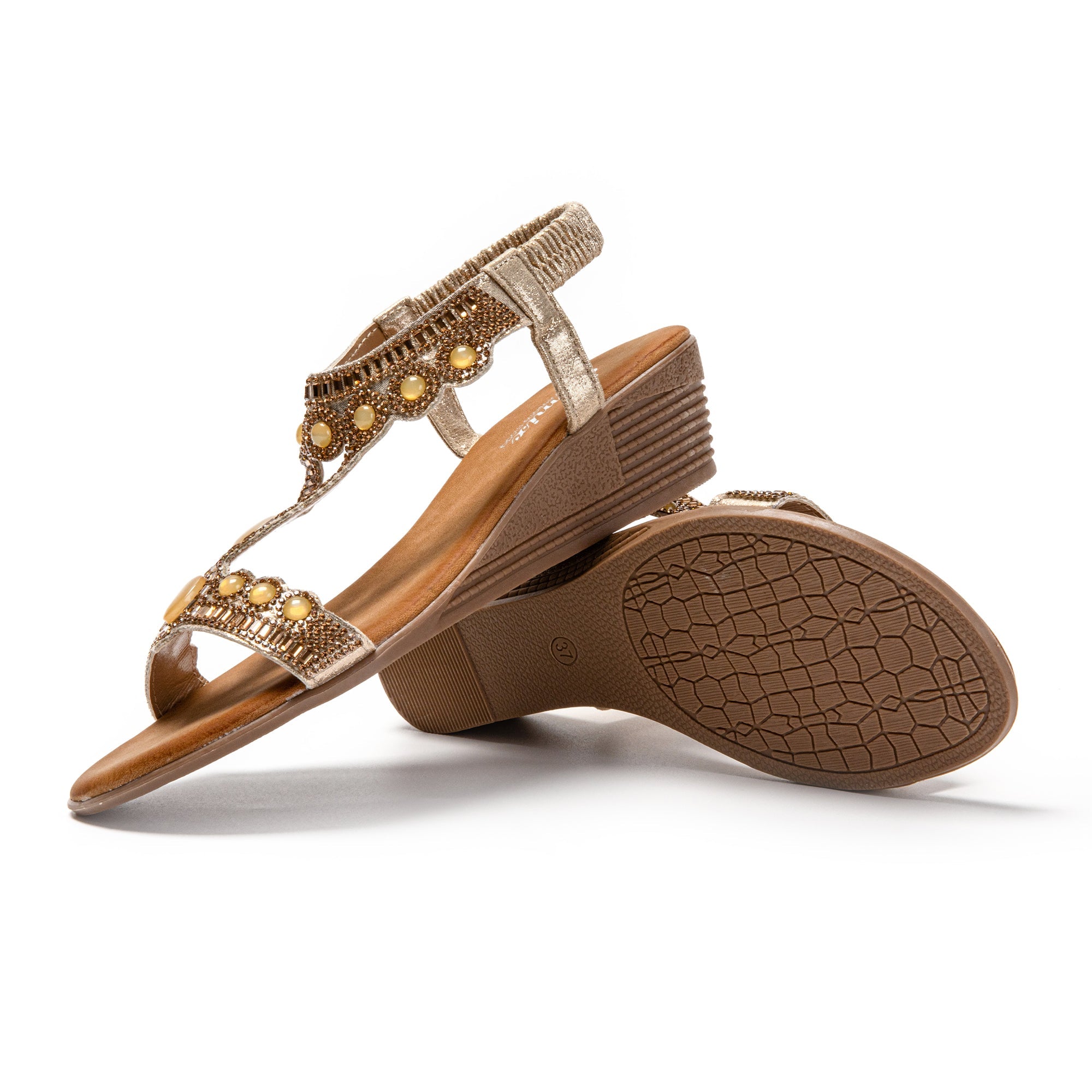 JOMIX Sandali Donna Estive Tacco Zeppa Eleganti Comodi Decorato con Strass SD9353