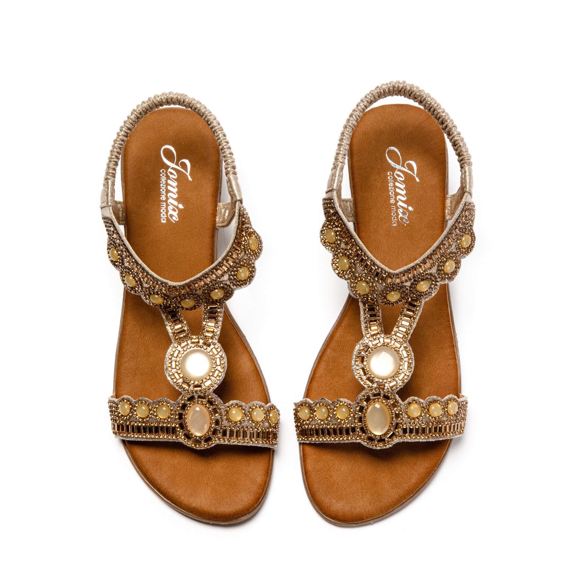 JOMIX Sandali Donna Estive Tacco Zeppa Eleganti Comodi Decorato con Strass SD9353