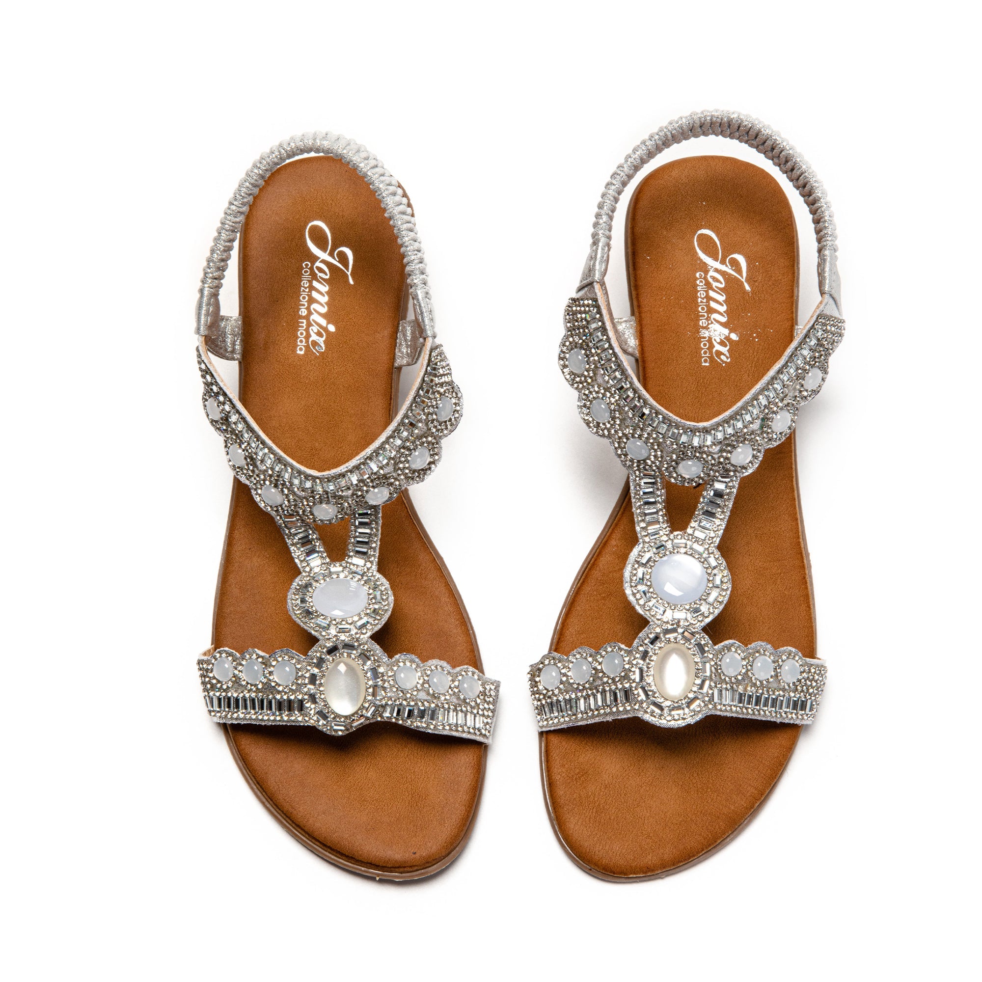 JOMIX Sandali Donna Estive Tacco Zeppa Eleganti Comodi Decorato con Strass SD9353