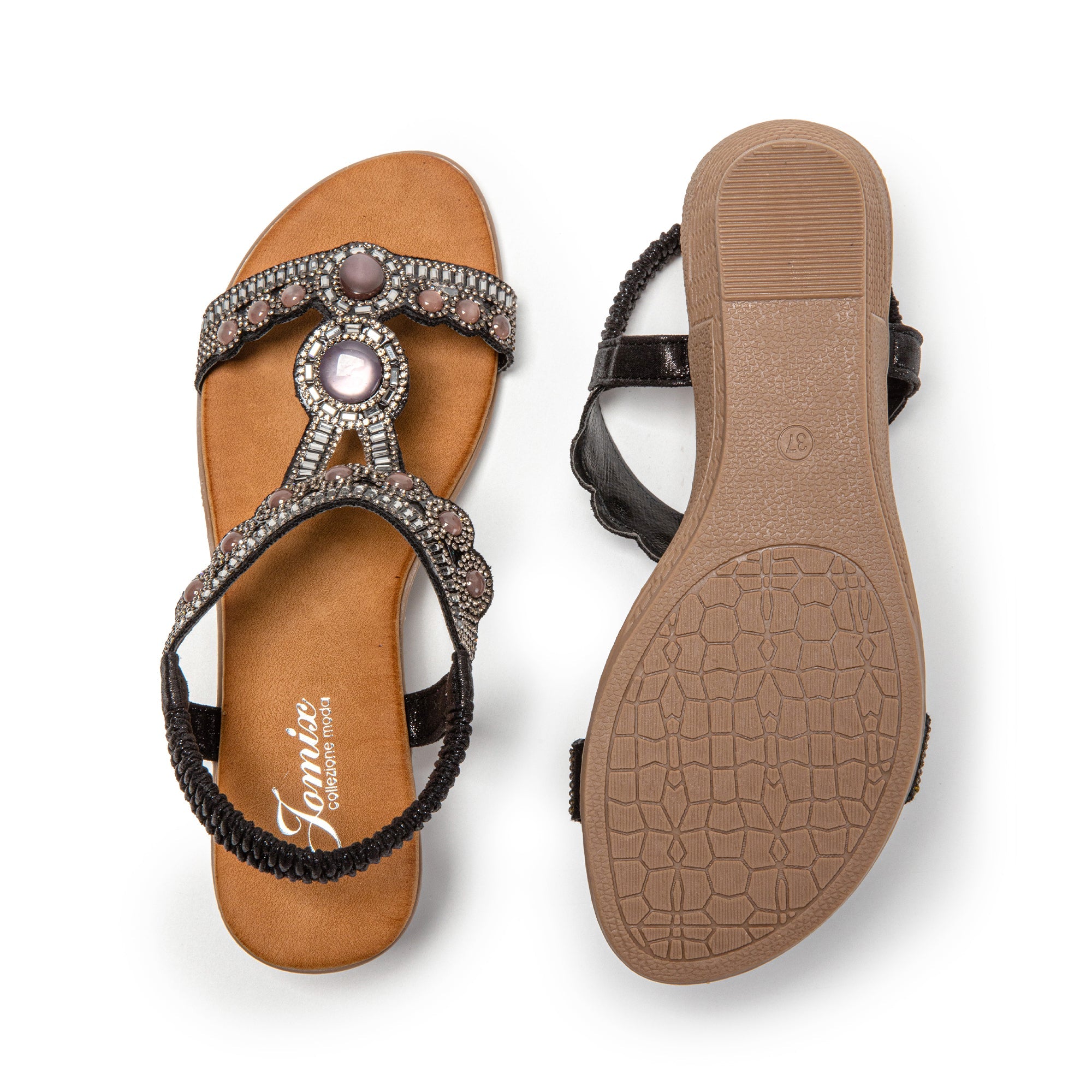 JOMIX Sandali Donna Estive Tacco Zeppa Eleganti Comodi Decorato con Strass SD9353