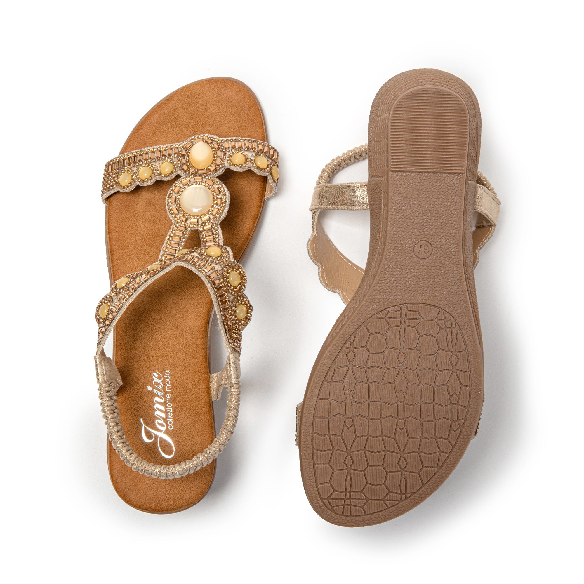 JOMIX Sandali Donna Estive Tacco Zeppa Eleganti Comodi Decorato con Strass SD9353