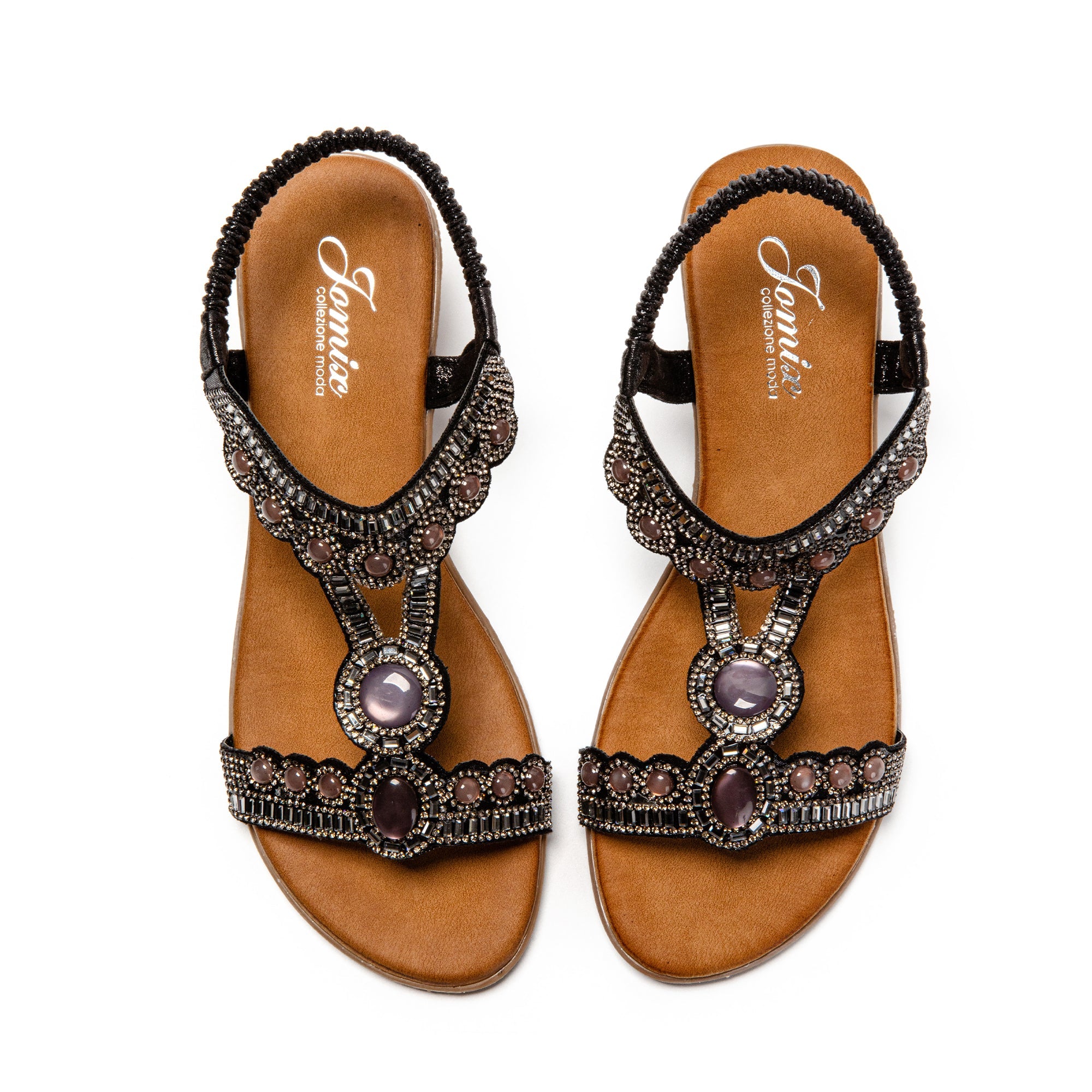 JOMIX Sandali Donna Estive Tacco Zeppa Eleganti Comodi Decorato con Strass SD9353