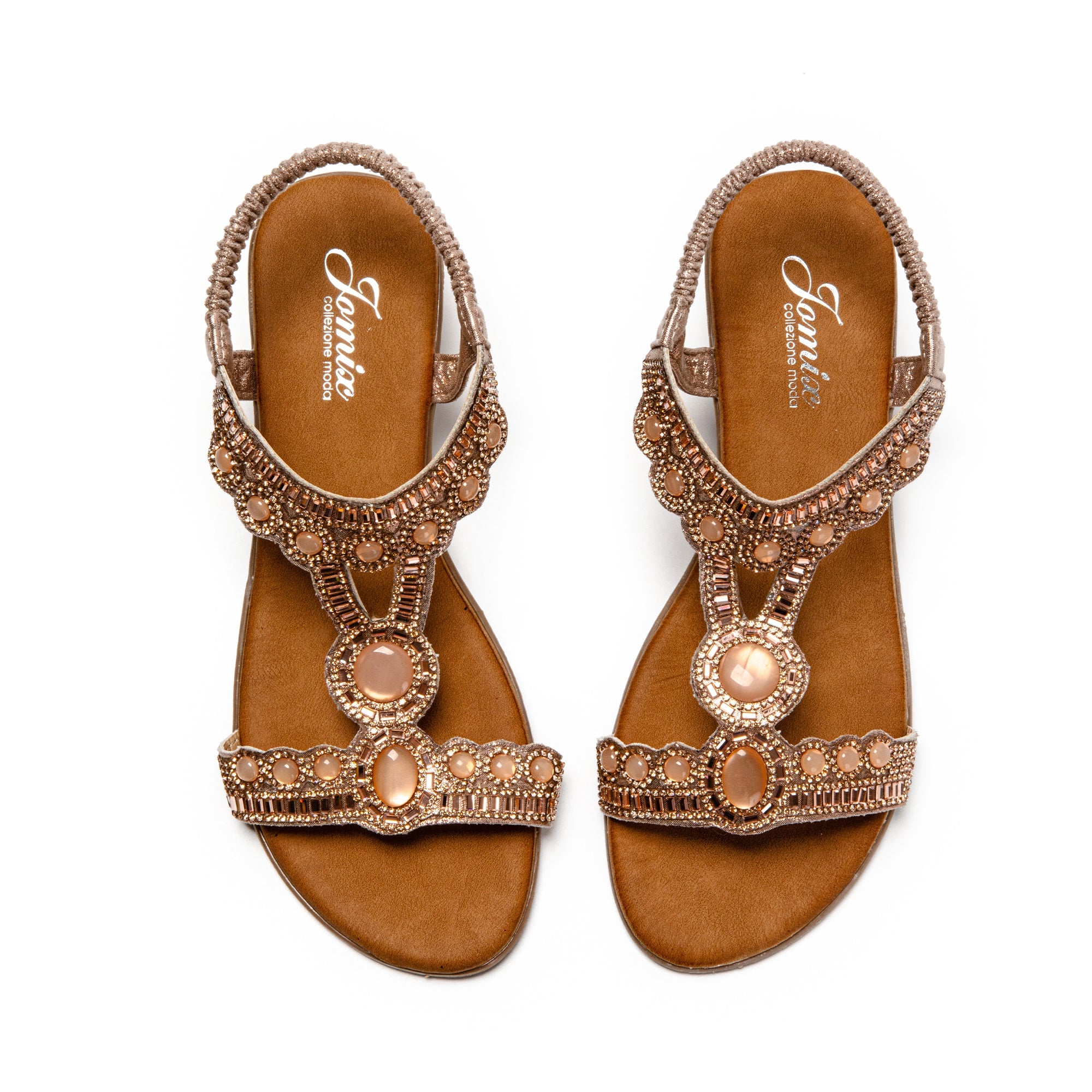 JOMIX Sandali Donna Estive Tacco Zeppa Eleganti Comodi Decorato con Strass SD9353