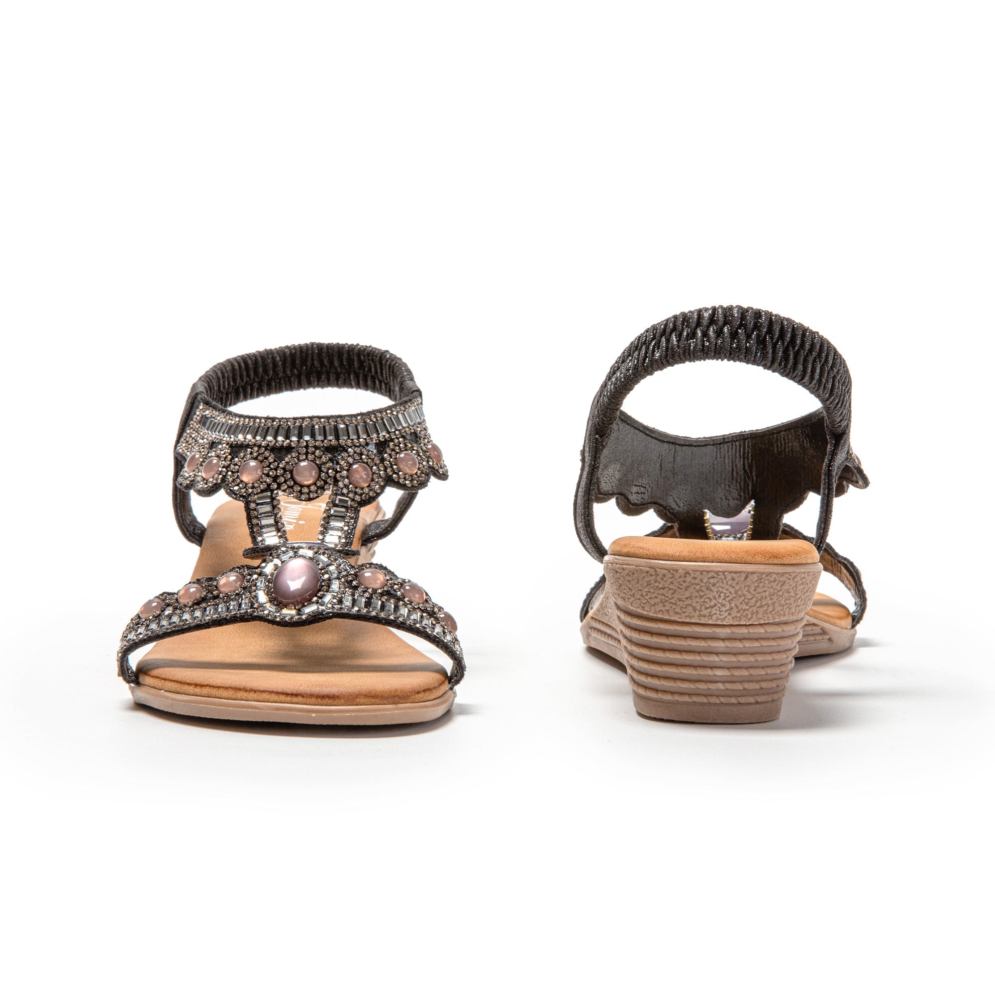 JOMIX Sandali Donna Estive Tacco Zeppa Eleganti Comodi Decorato con Strass SD9353