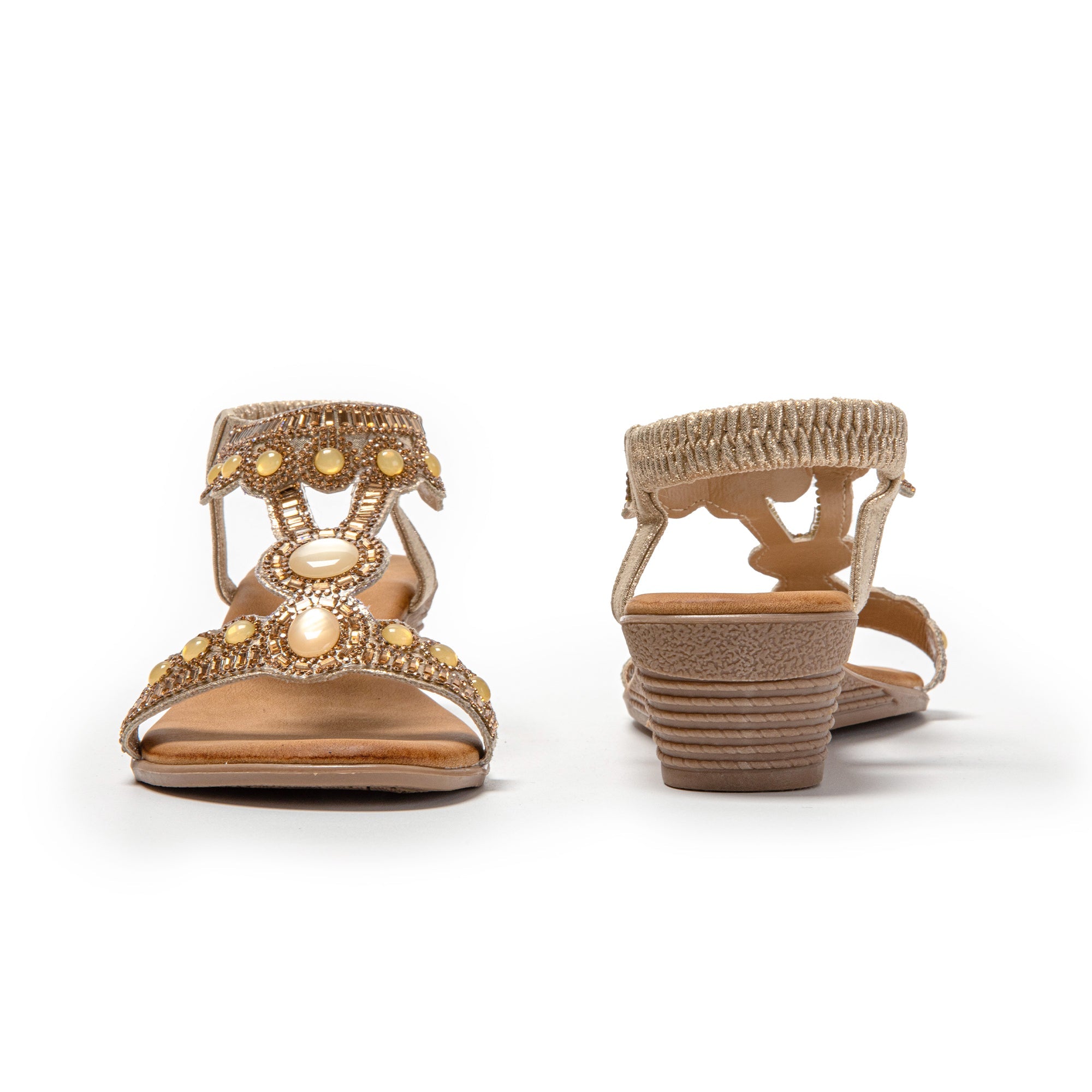 JOMIX Sandali Donna Estive Tacco Zeppa Eleganti Comodi Decorato con Strass SD9353