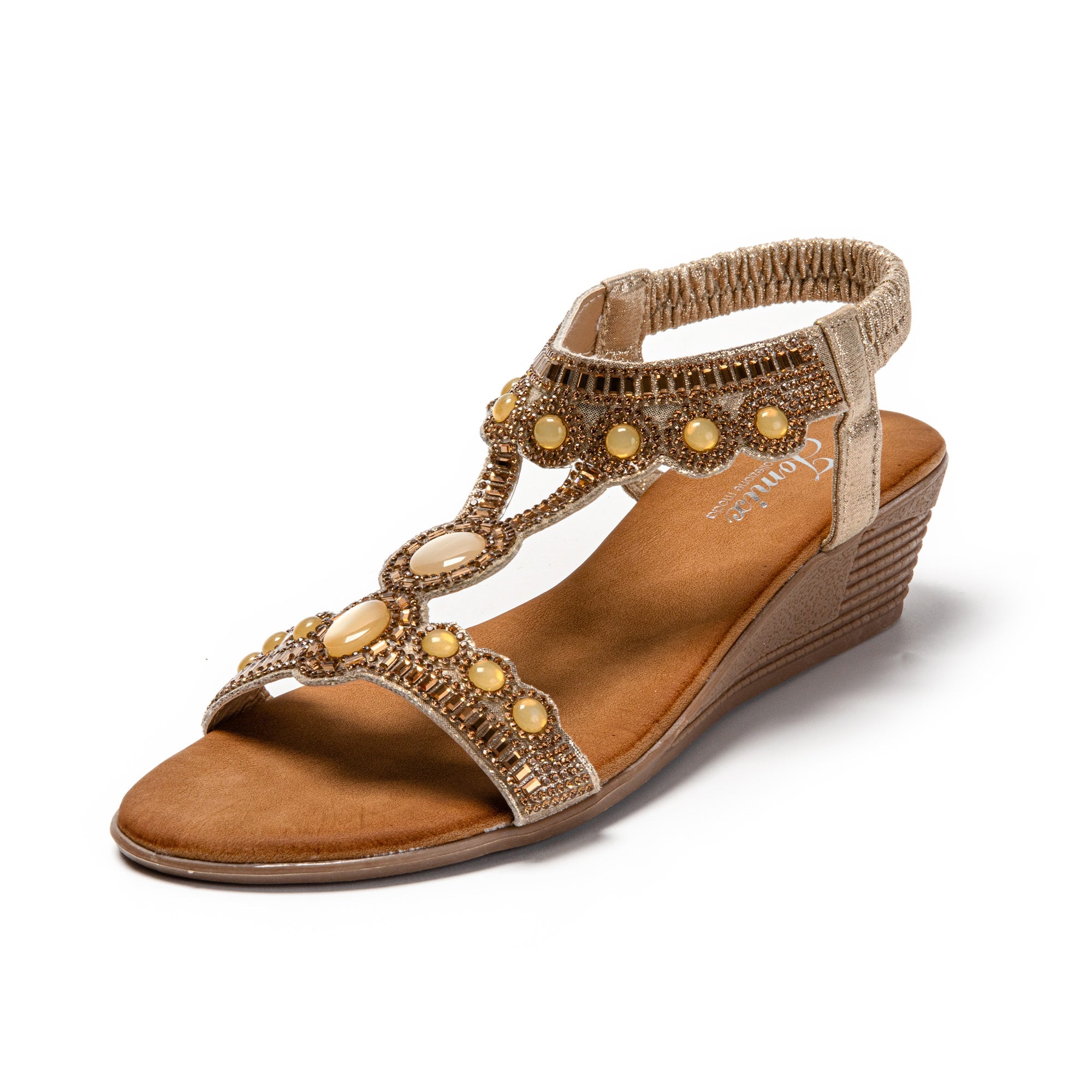 JOMIX Sandali Donna Estive Tacco Zeppa Eleganti Comodi Decorato con Strass SD9353