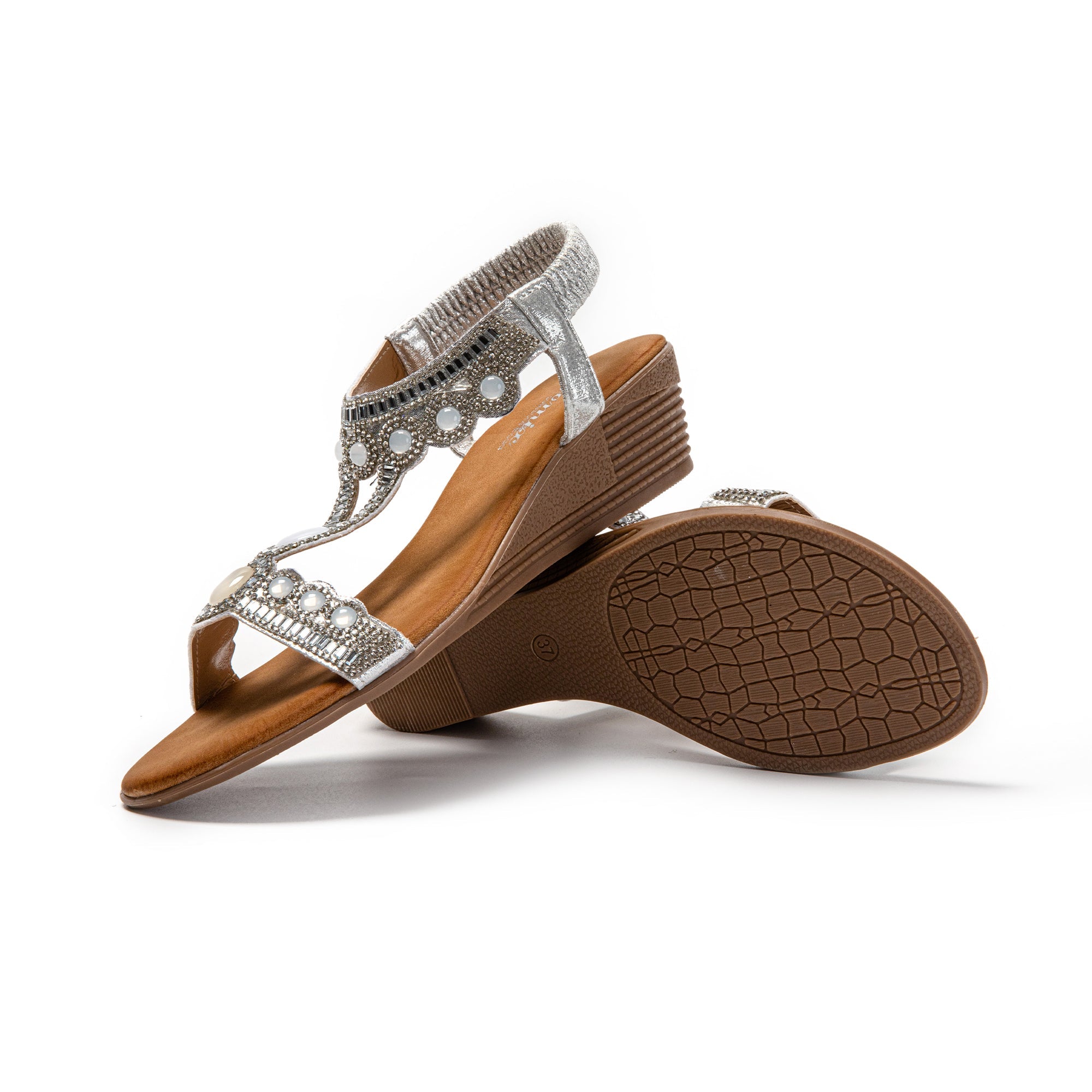 JOMIX Sandali Donna Estive Tacco Zeppa Eleganti Comodi Decorato con Strass SD9353