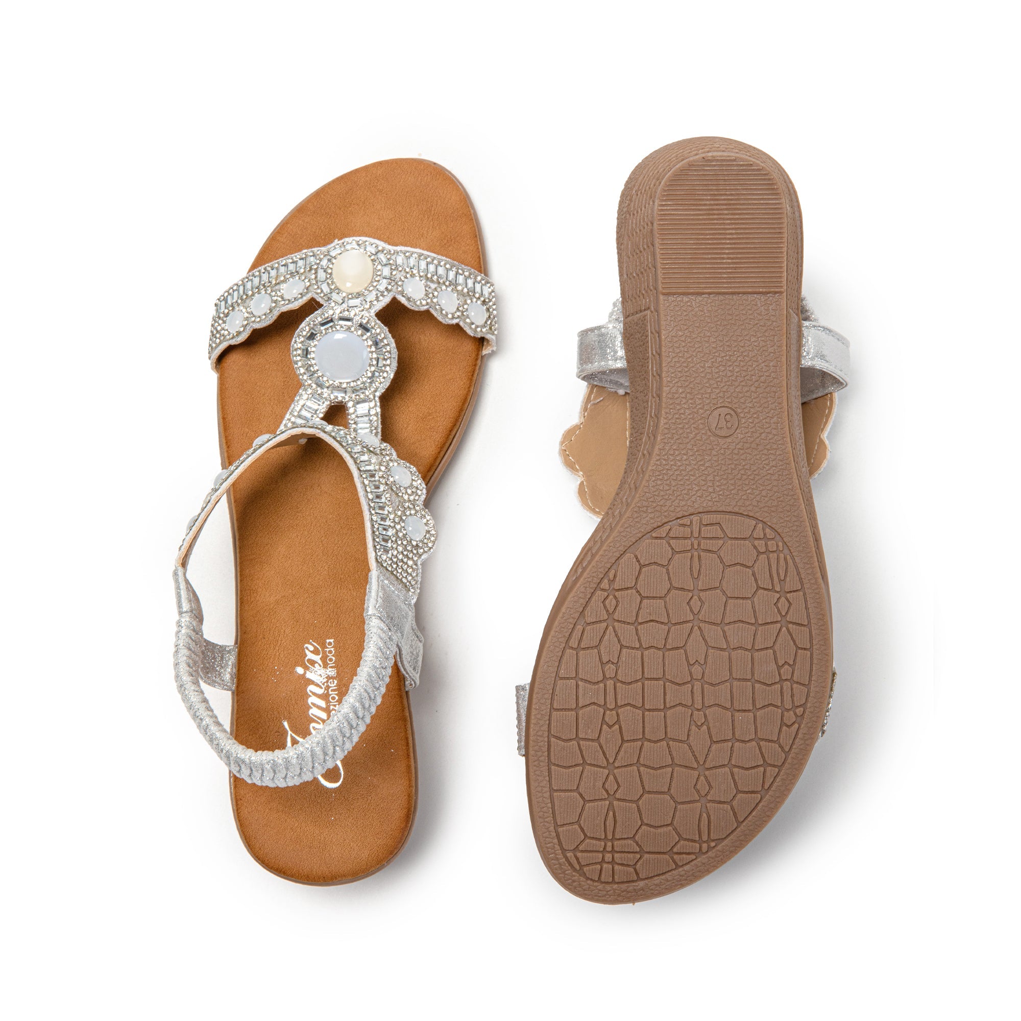 JOMIX Sandali Donna Estive Tacco Zeppa Eleganti Comodi Decorato con Strass SD9353