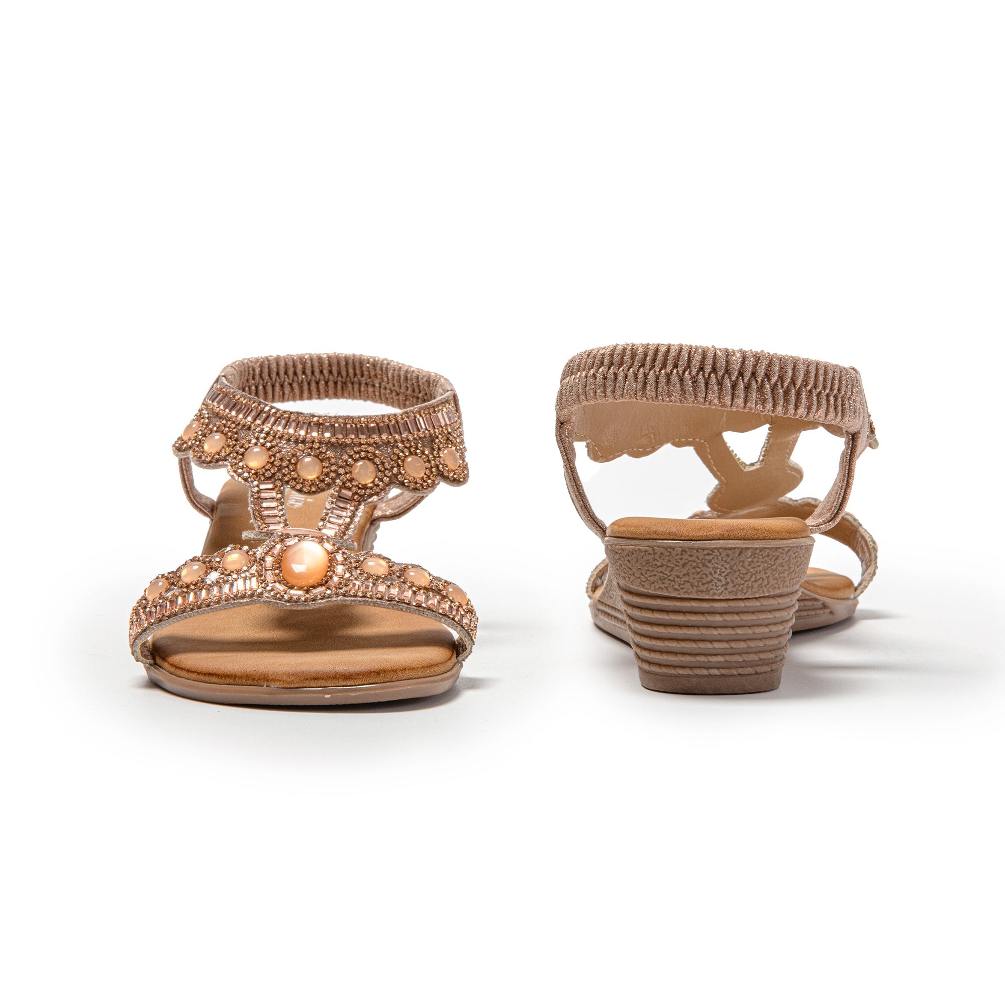 JOMIX Sandali Donna Estive Tacco Zeppa Eleganti Comodi Decorato con Strass SD9353