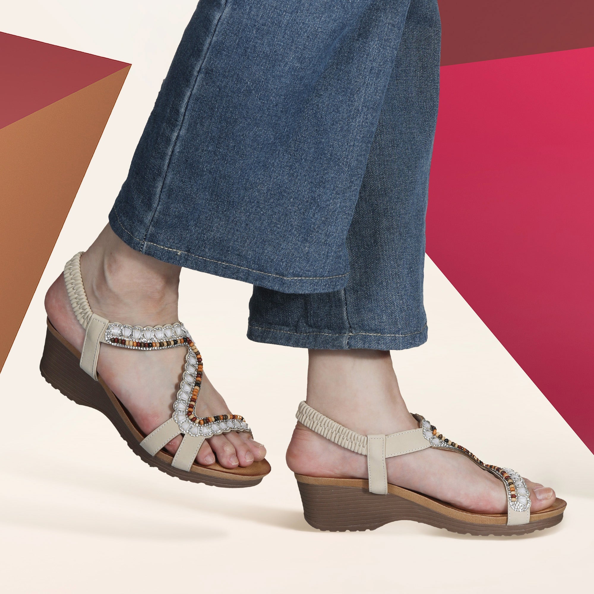 JOMIX Sandali Eleganti da Donna Estive con Zeppa Traspiranti Suola WWS250353